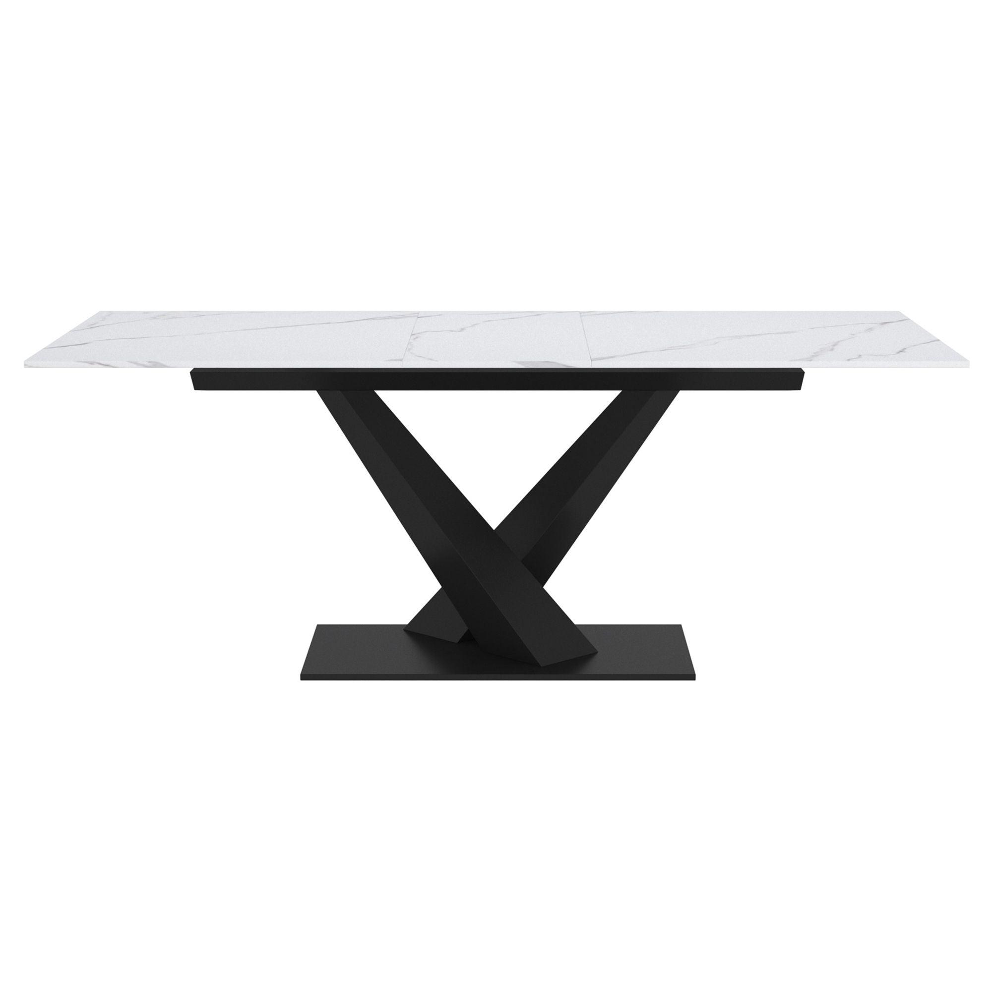 Julius Dining Table w/Extension in White and Black