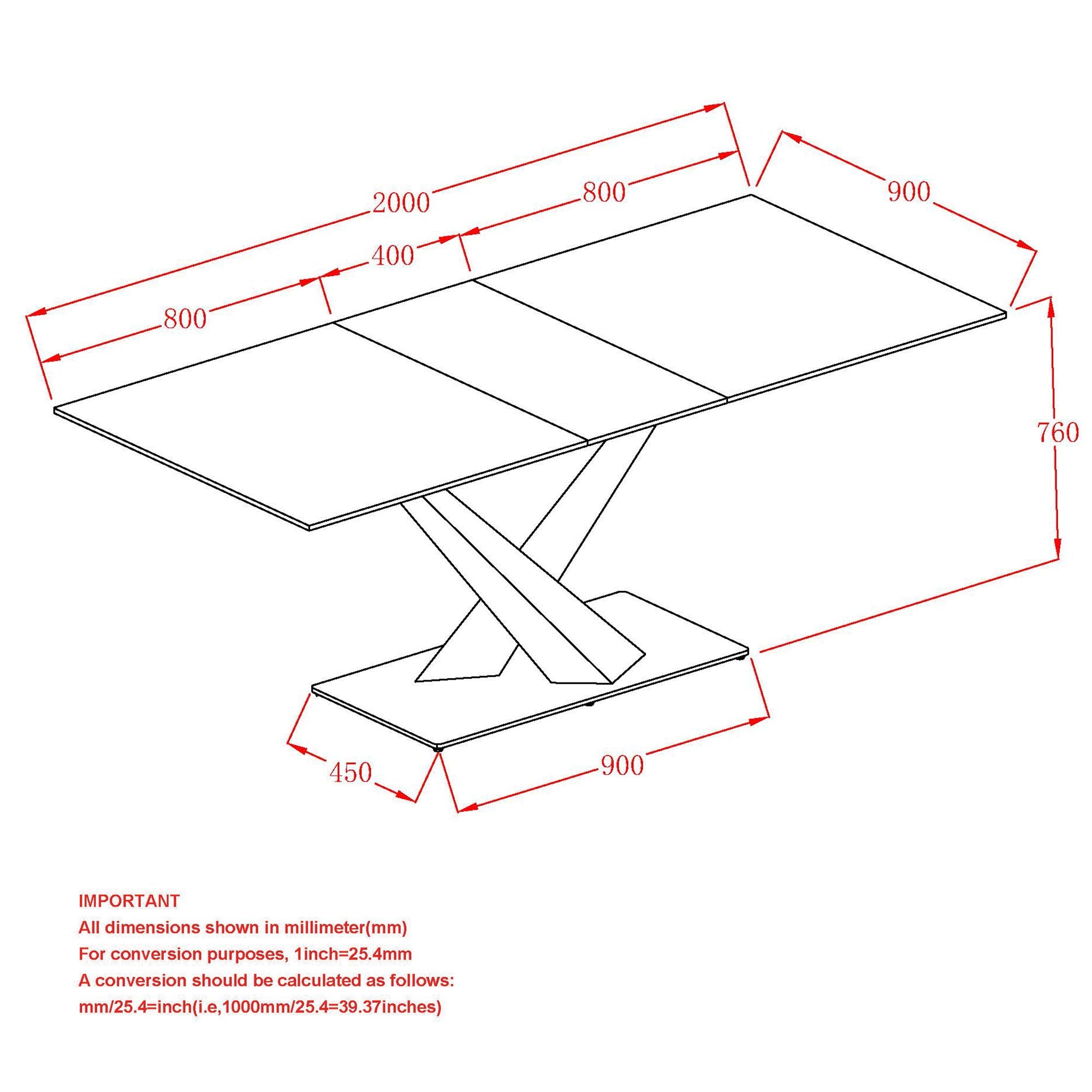 Julius Dining Table w/Extension in White and Black