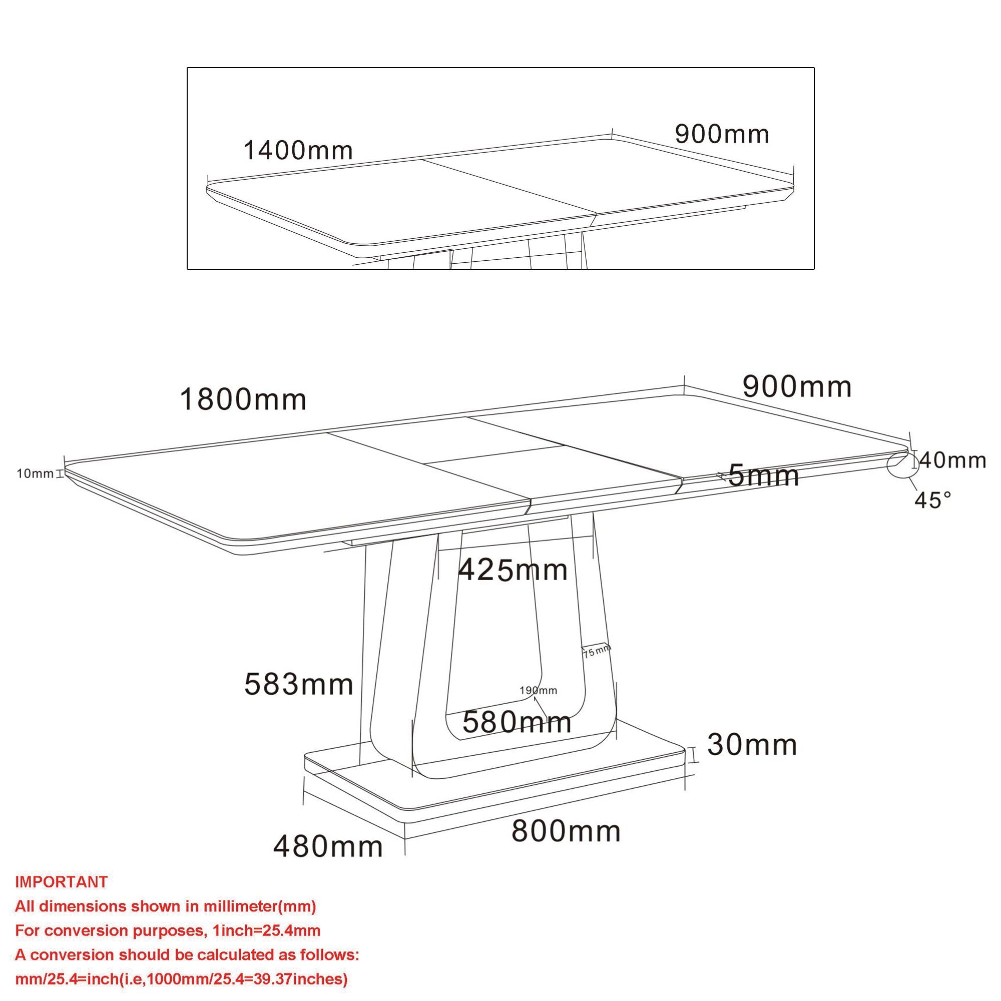 Corvus Dining Table w/Extension in Warm Grey