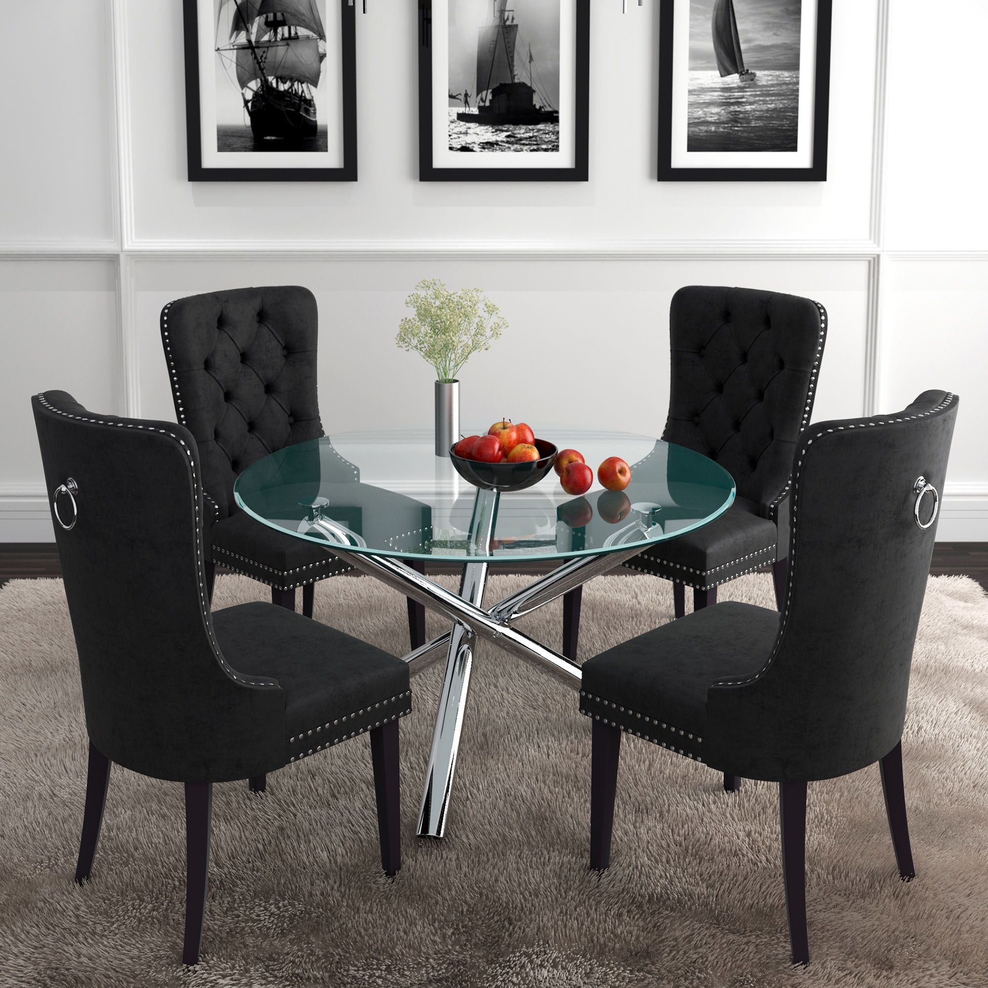 Solara II Round Dining Table in Chrome