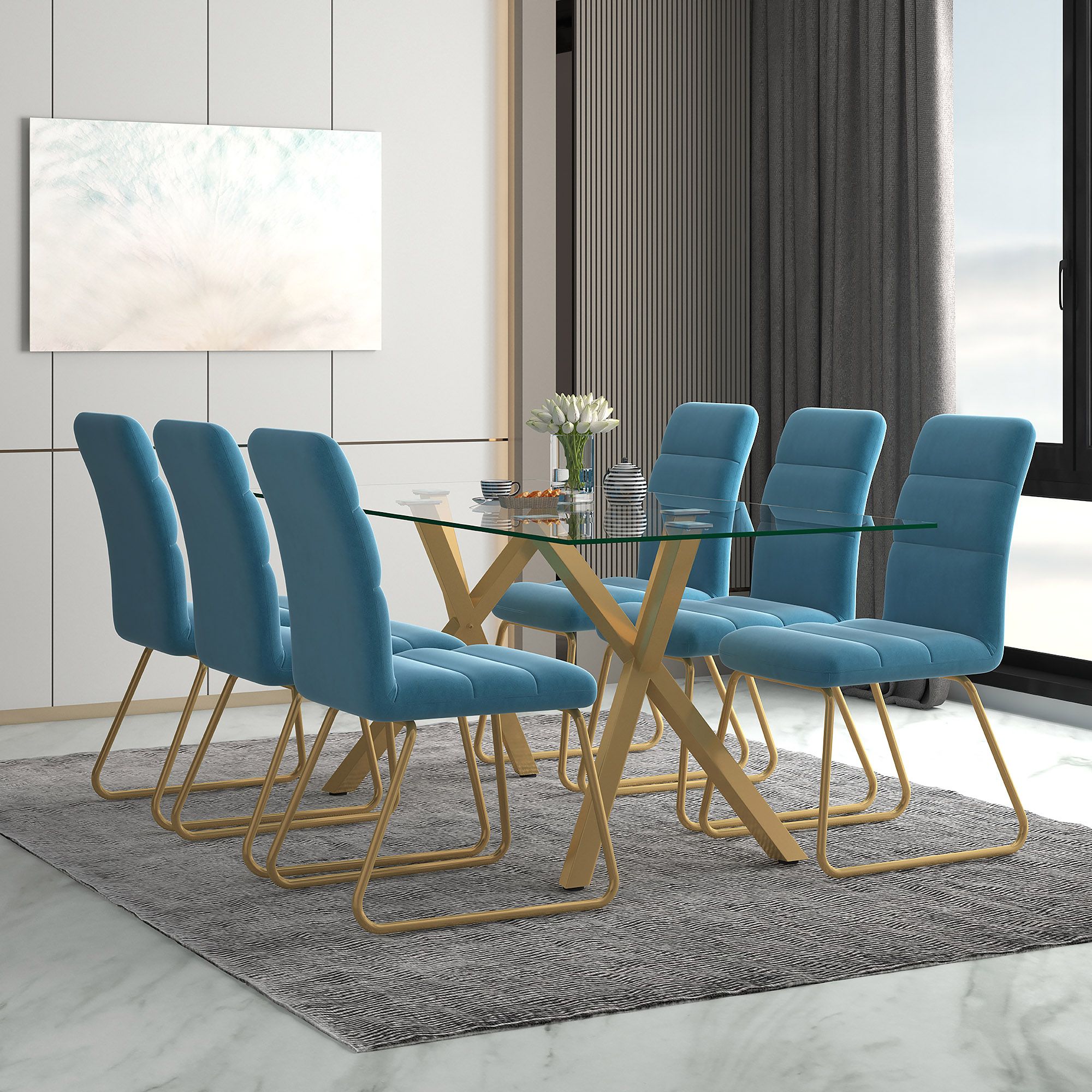 Stark Rectangular Dining Table in Aged Gold
