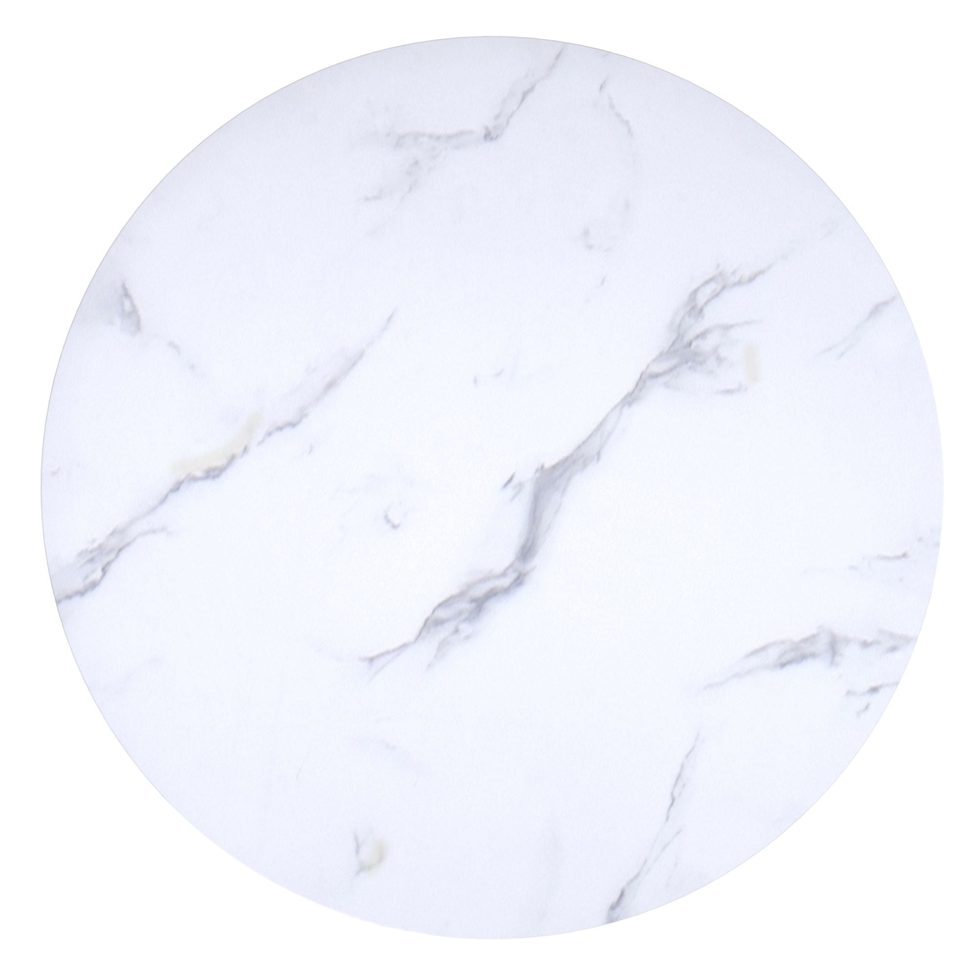 Zilo 40" Round Dining Table in White Faux Marble and Aged Gold