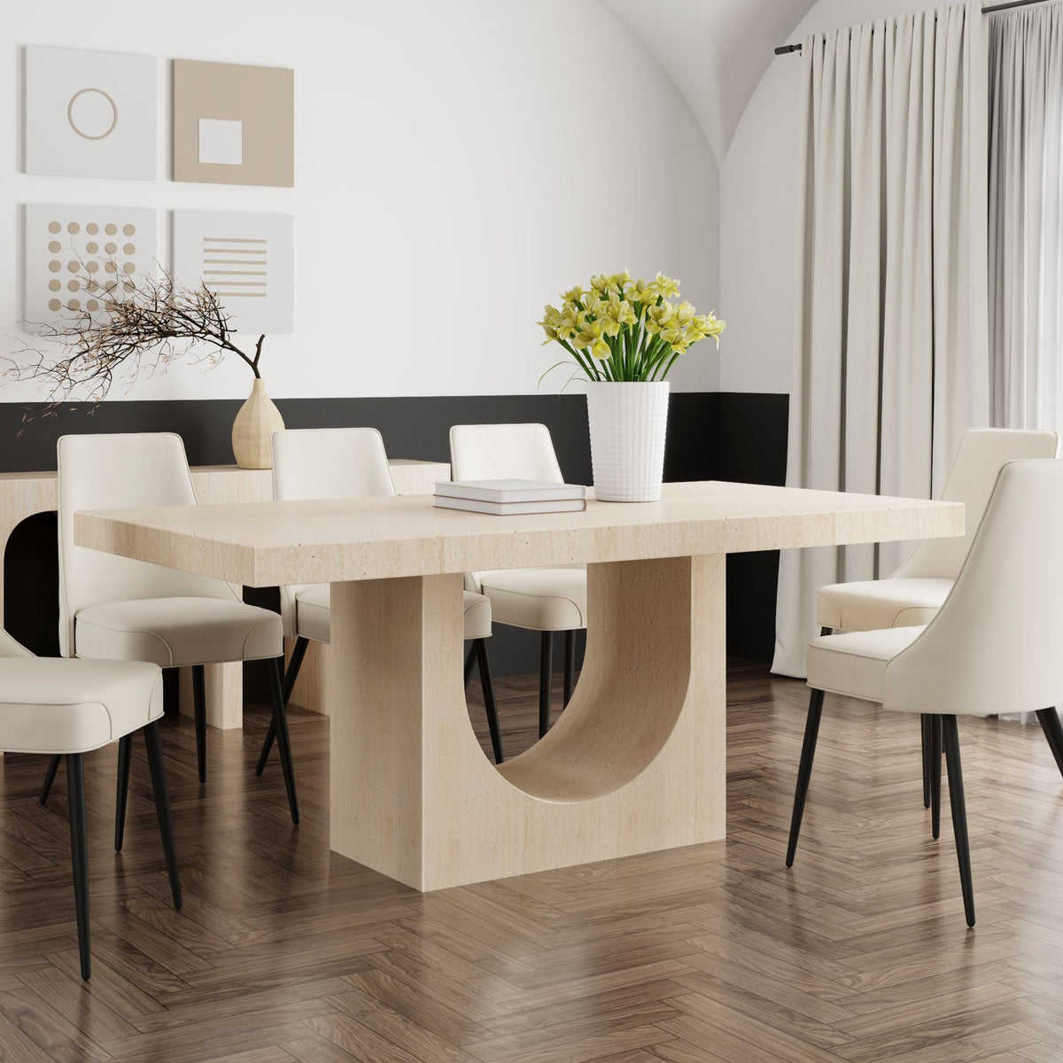 Aurelia Rectangular Dining Table in Travertine