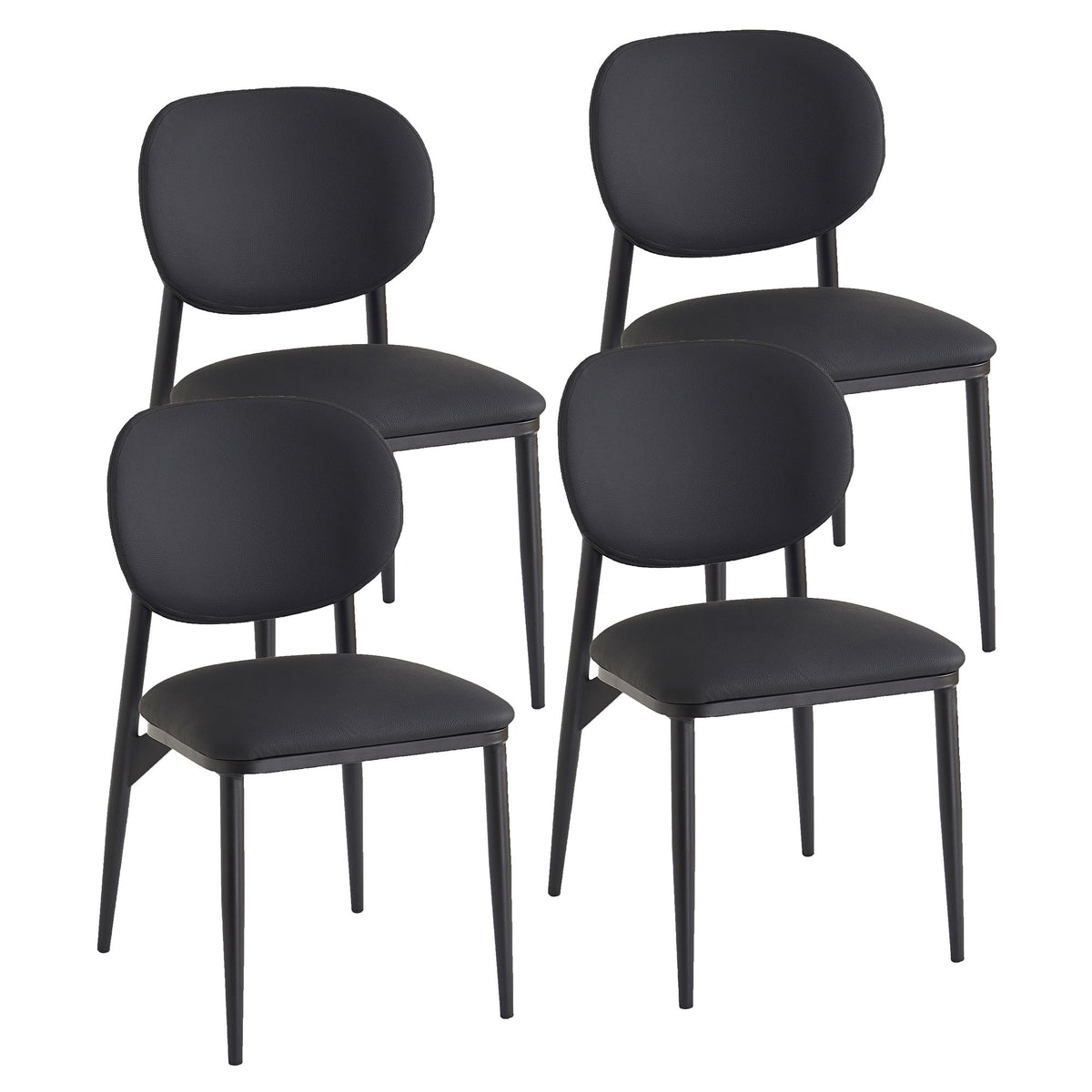 Gideon Dining/Lounge Chair, Set of 4 in Black and Black