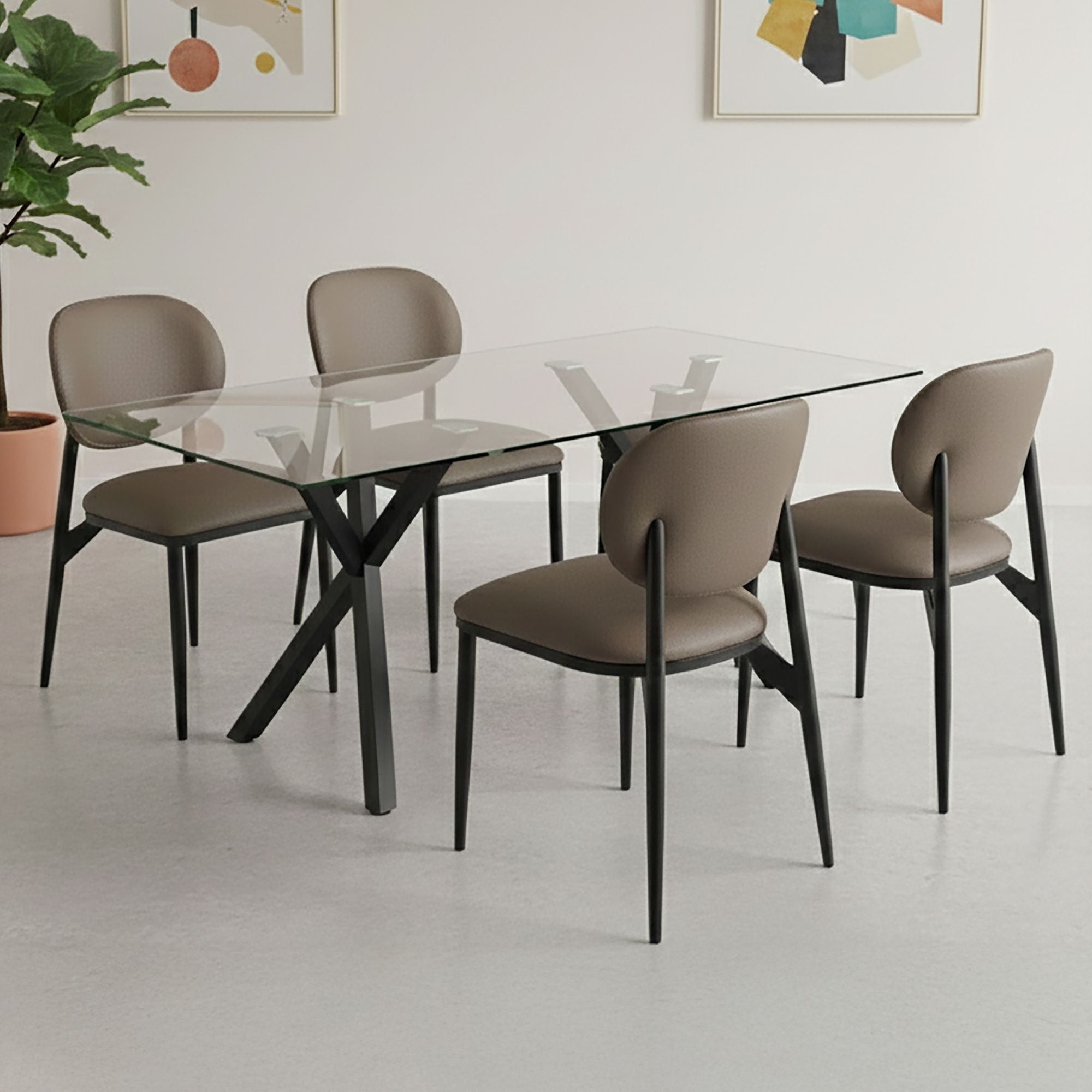 Gideon Dining/Lounge Chair, Set of 4 in Black and Black