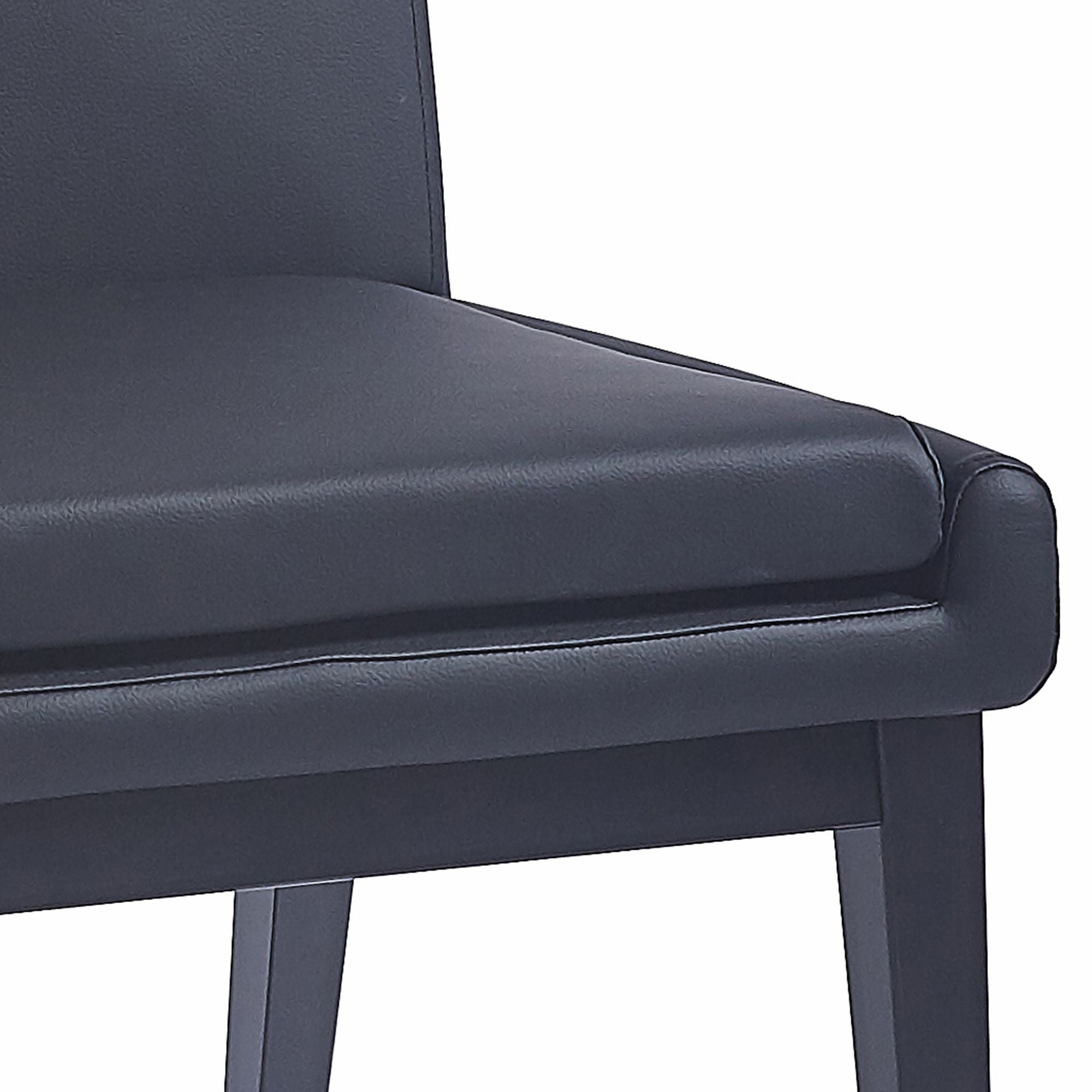 Cortez Dining Chair, set of 2, in Black Faux Leather and Black