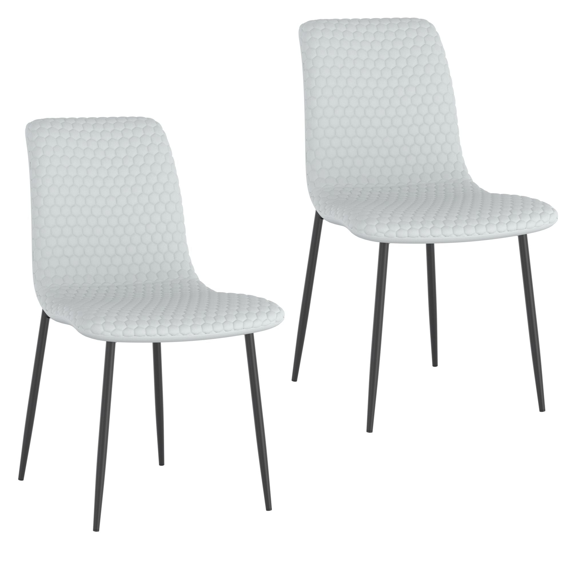 Brixx Dining Chair, set of 2, in Light Grey Faux Leather and Black