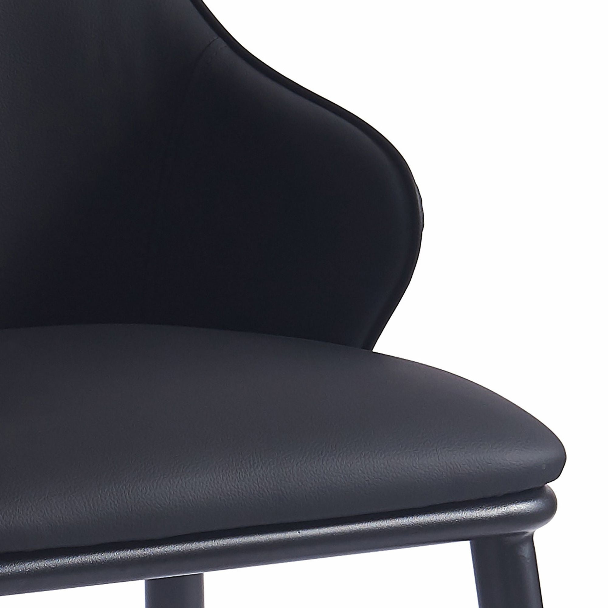 Kash Dining Chair, set of 2, in Black Faux Leather and Black