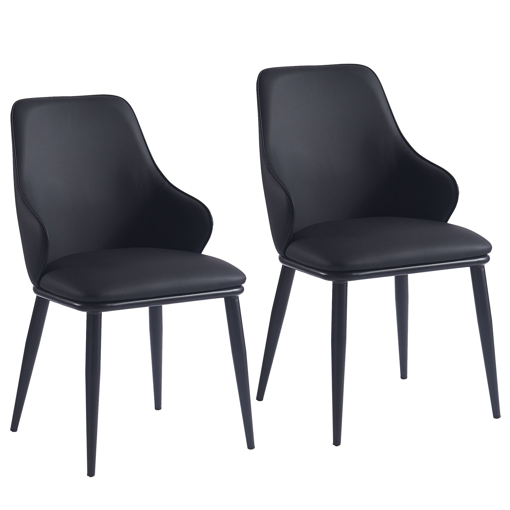 Kash Dining Chair, set of 2, in Black Faux Leather and Black