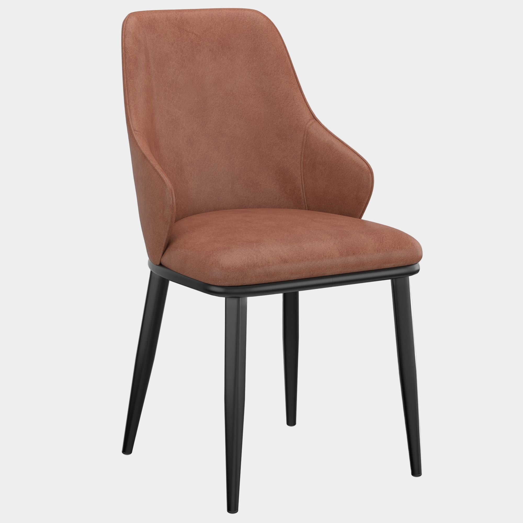 Kash Dining Chair, Faux Leather, set of 2, in Saddle and Black