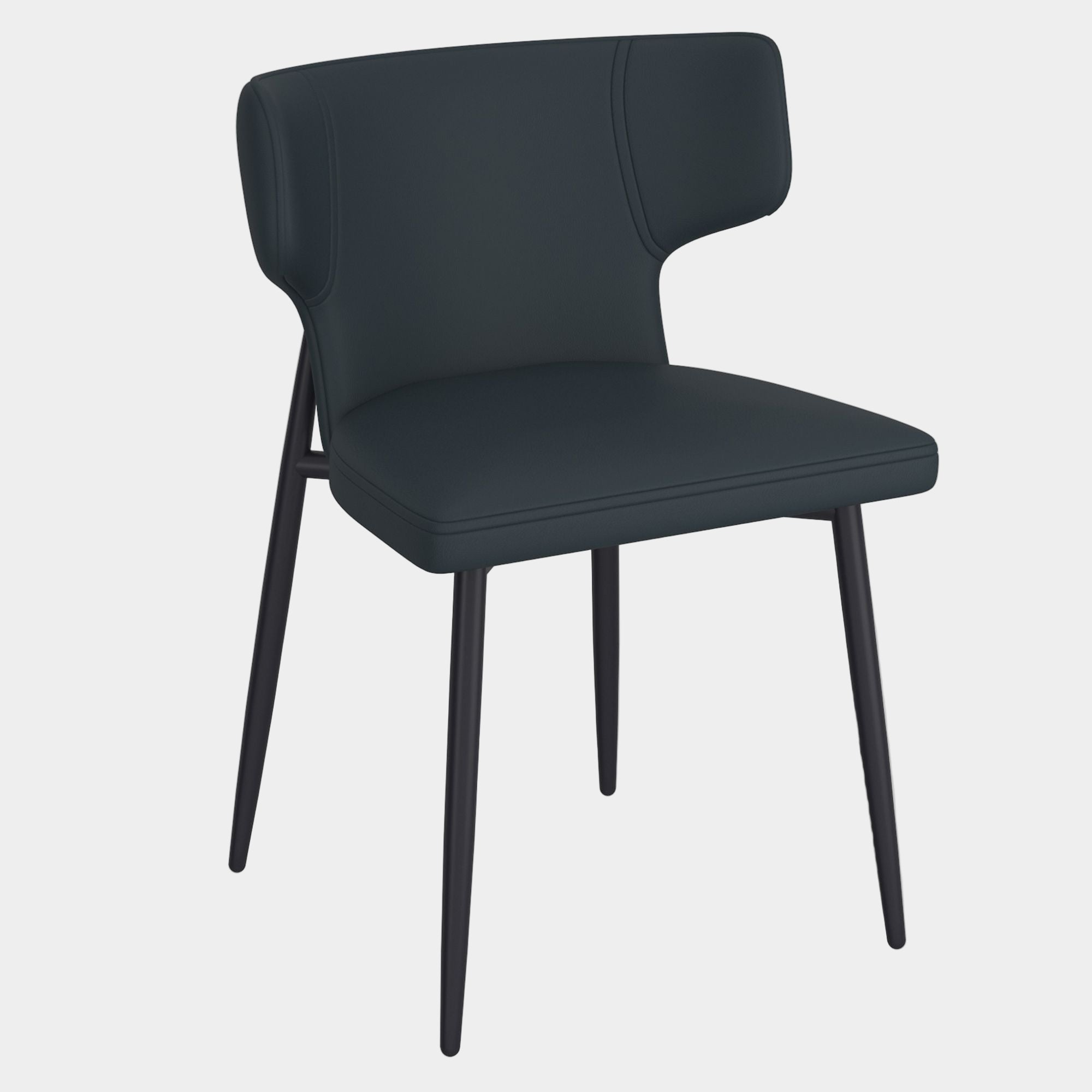 Olis Dining Chair, set of 2, in Black Faux Leather and Black