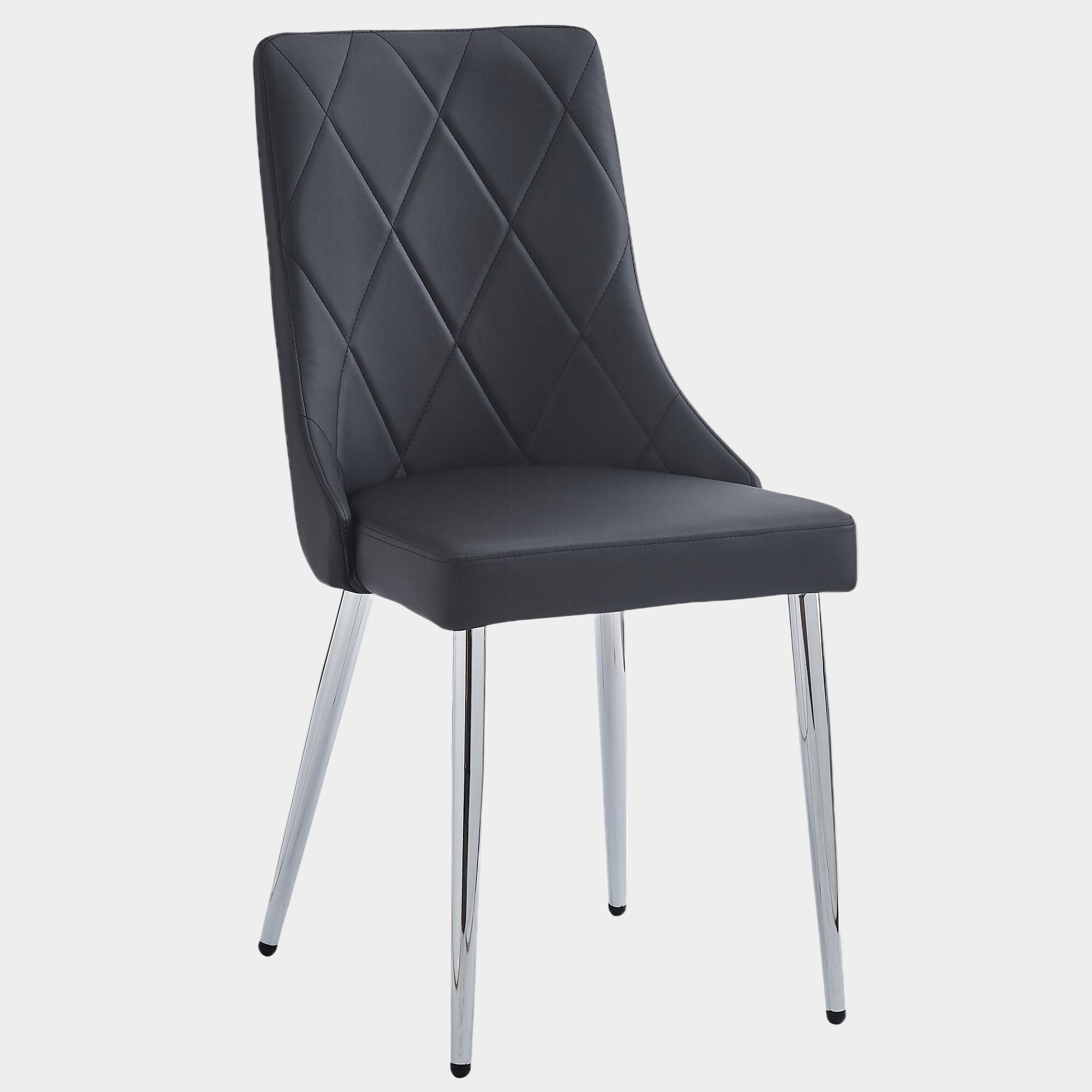 Devo Dining Chair, set of 2, in Black and Chrome