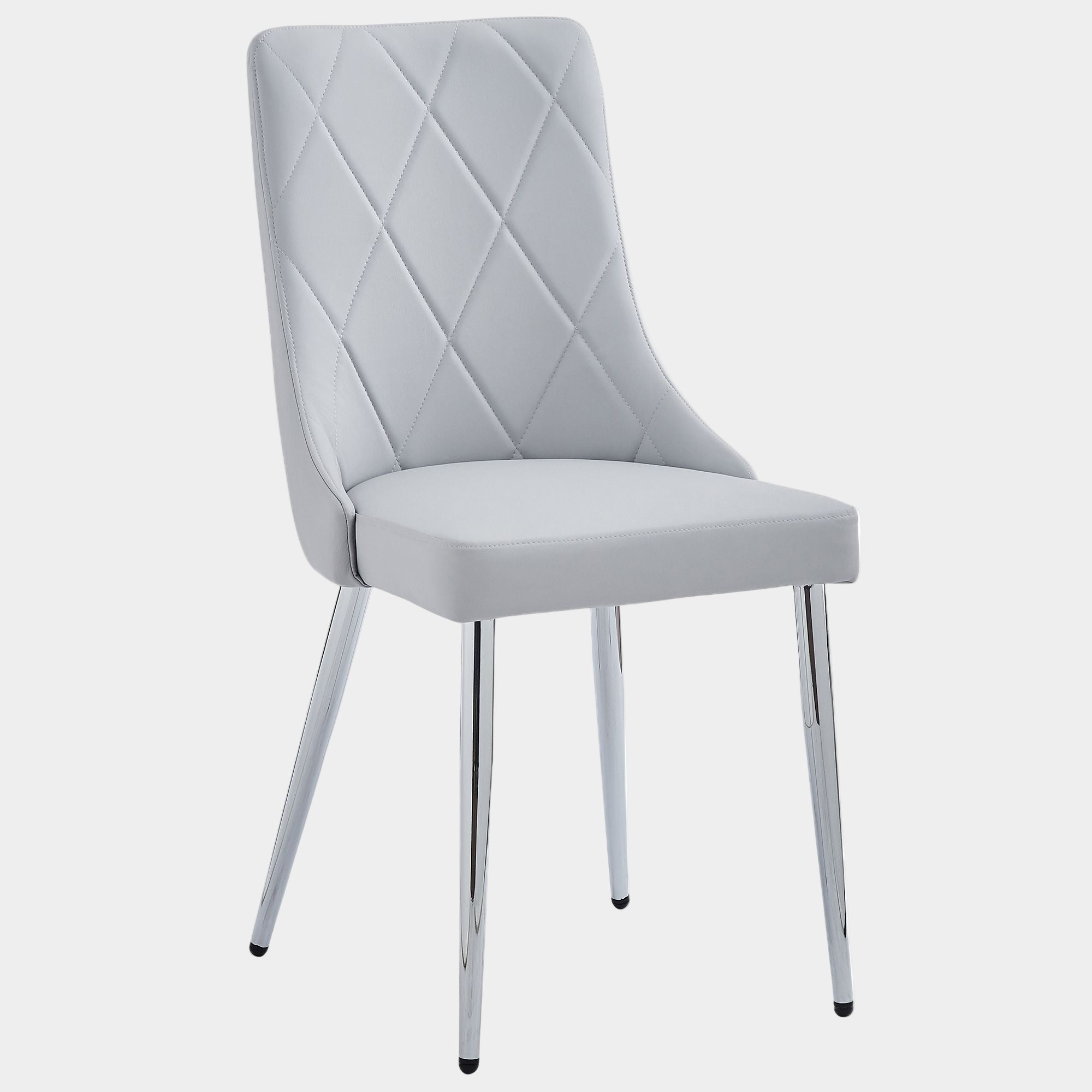 Devo Dining Chair, set of 2, in Light Grey and Chrome