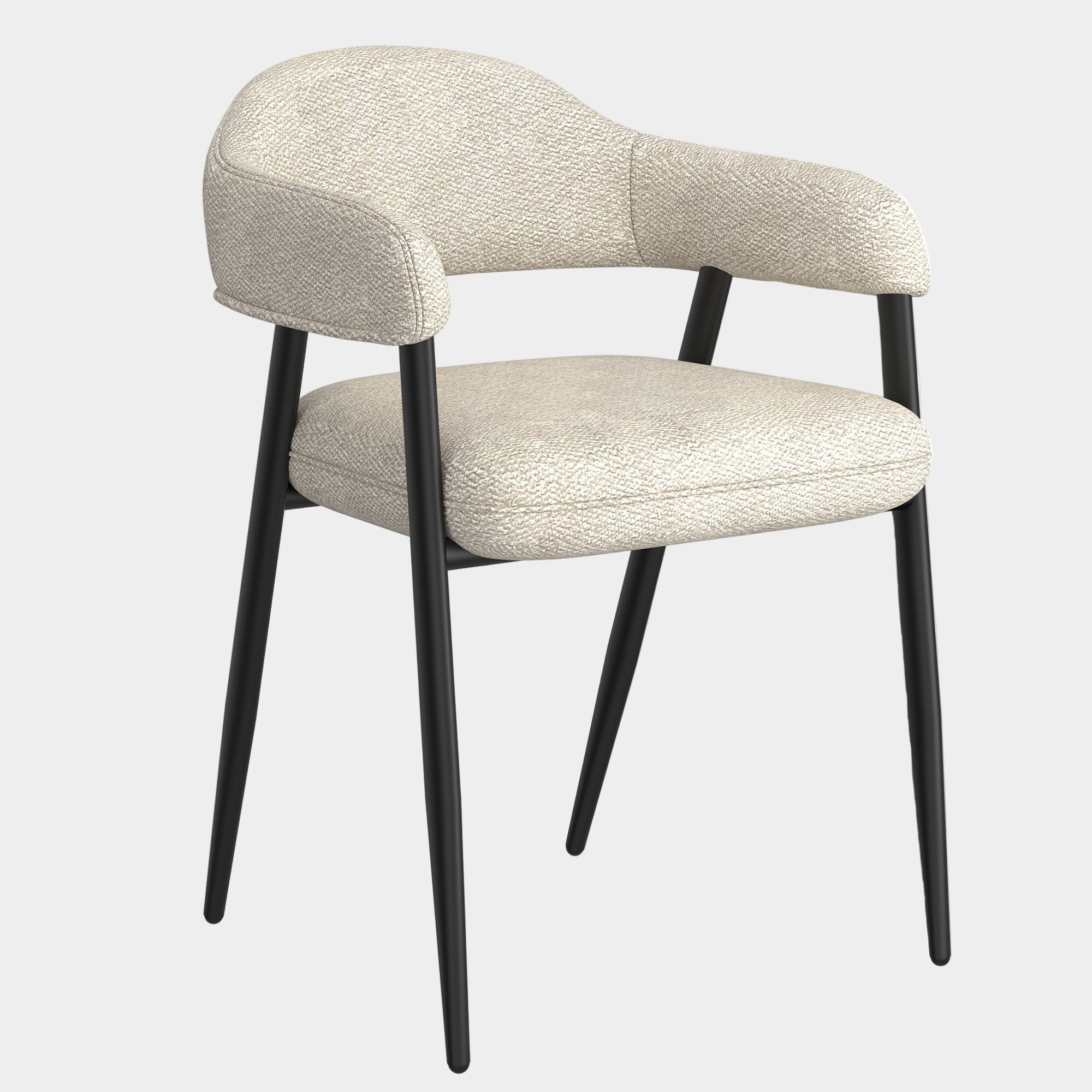 Archer Dining Chair, set of 2, in Beige Fabric and Black
