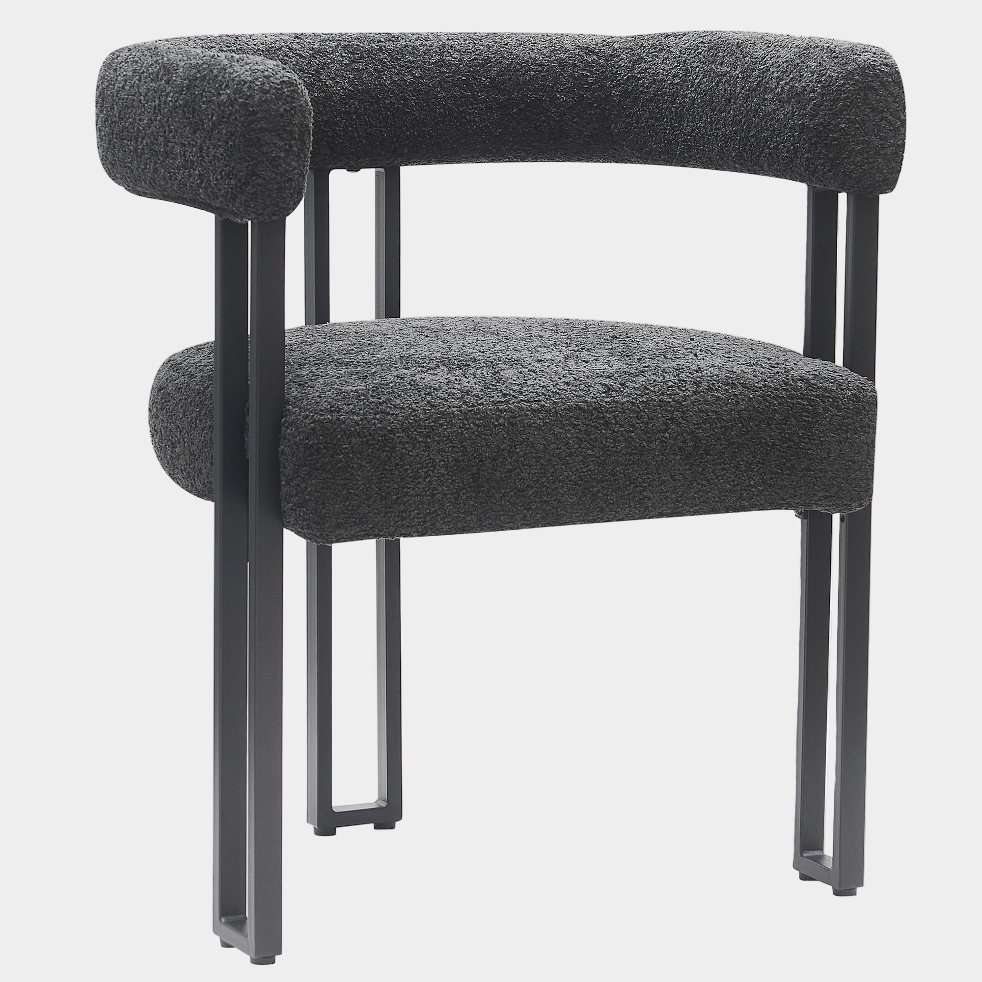 Scarlet Dining Chair, set of 2, in Charcoal Boucle and Black