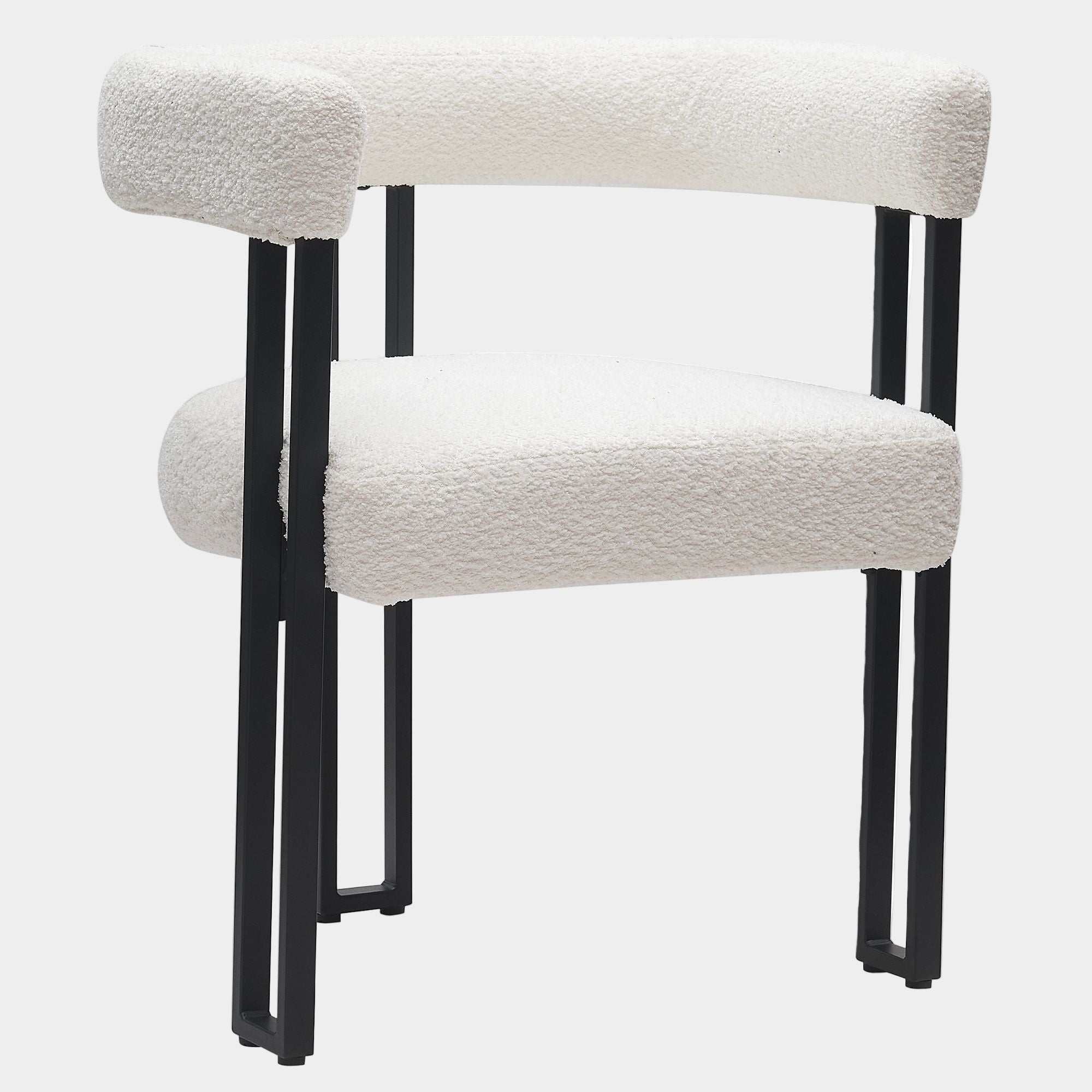 Scarlet Dining Chair, set of 2, in Ivory Boucle and Black