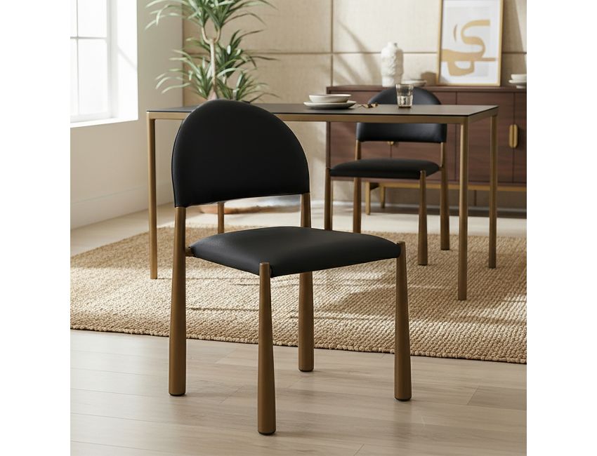 Auggie Dining Chair - Set of 4 in Black and Aged Gold