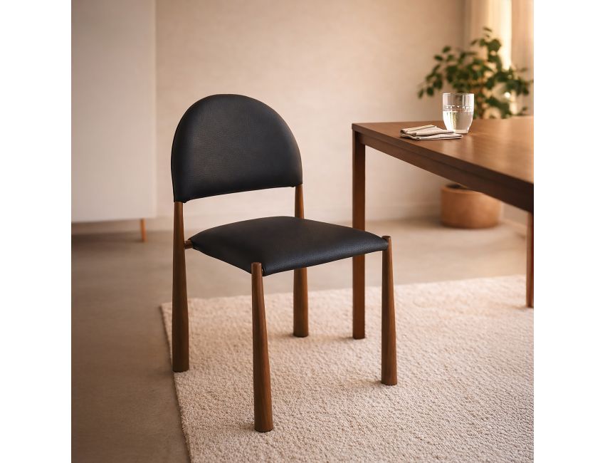 Auggie Dining Chair - Set of 4 in Black and Walnut