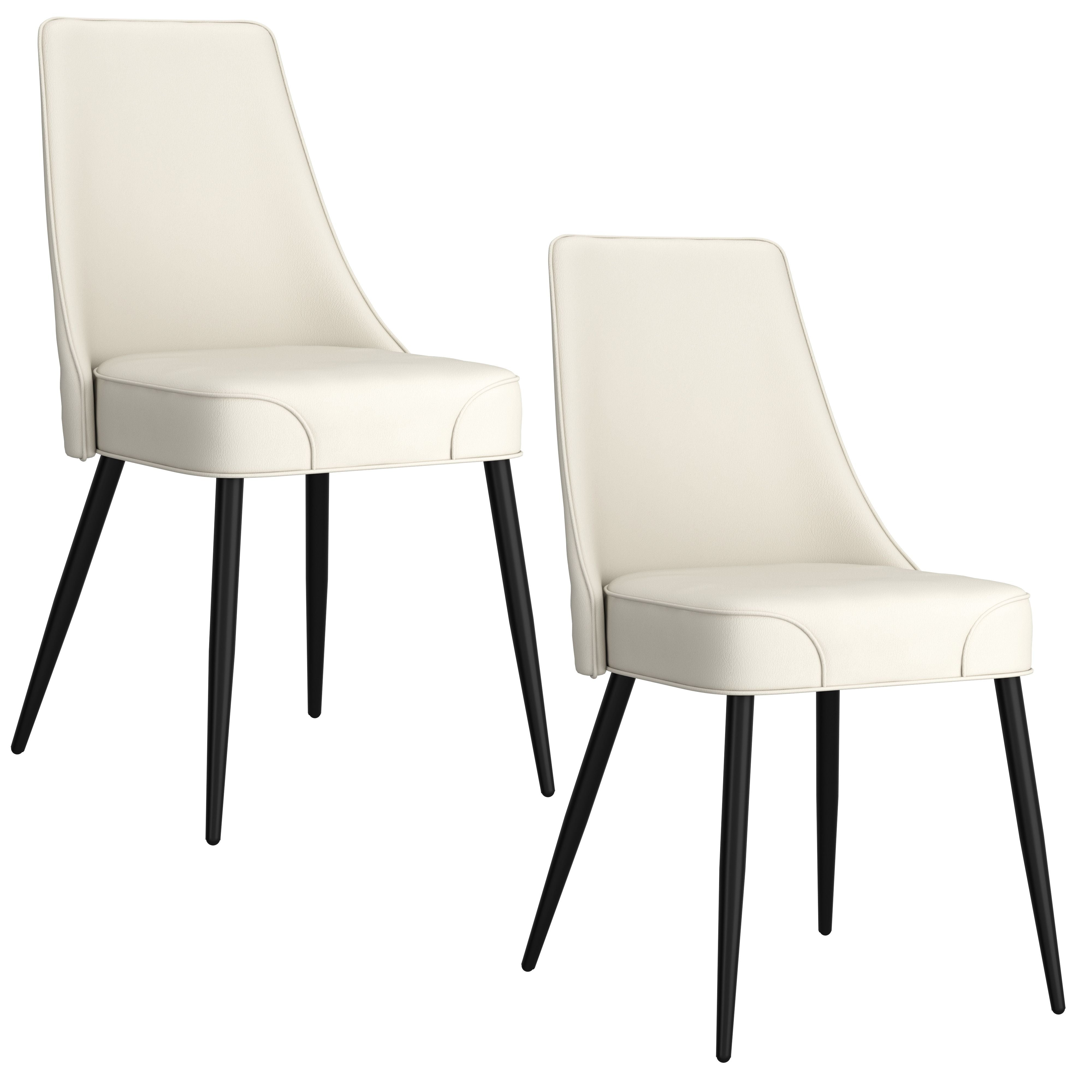 Koda Dining Chair, Faux Leather, set of 2, in Beige and Black