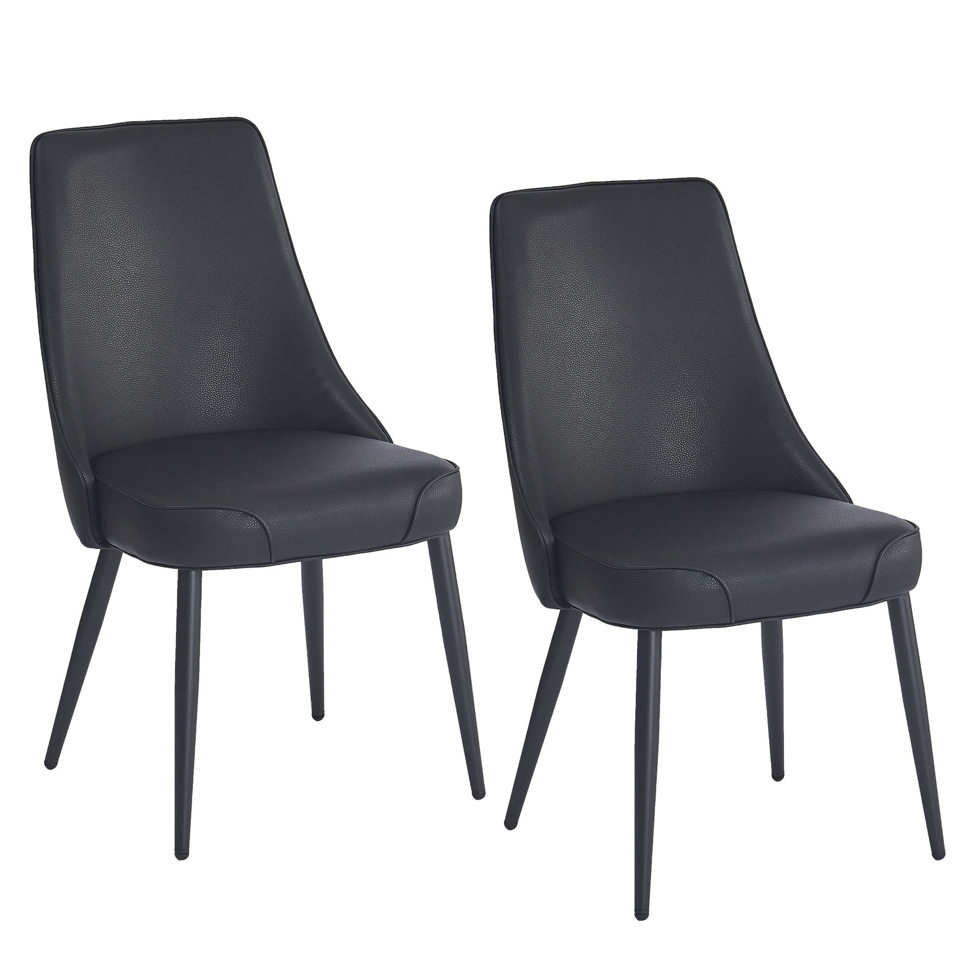 Koda Dining Chair, Faux Leather, set of 2, in Black