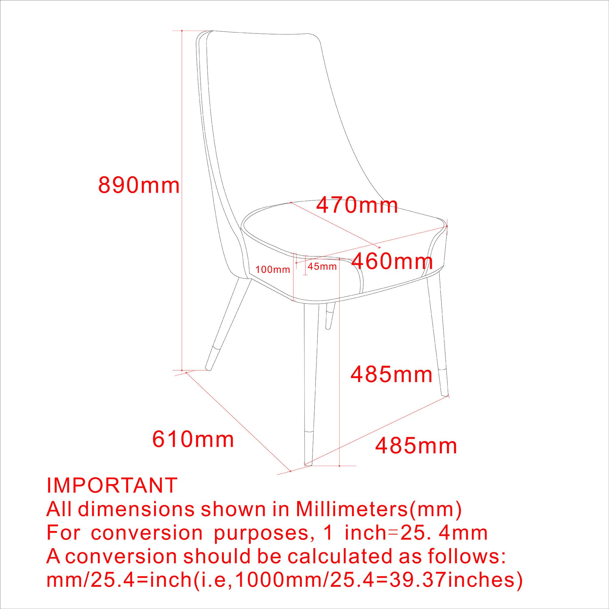 Koda Dining Chair, Faux Leather, set of 2, in Black
