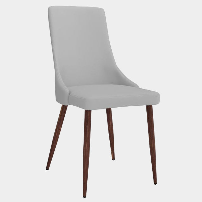 Cora Faux Leather Dining Chair, set of 2, in Light Grey and Walnut