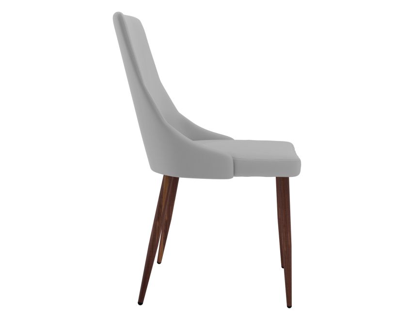 Cora Faux Leather Dining Chair, set of 2, in Light Grey and Walnut