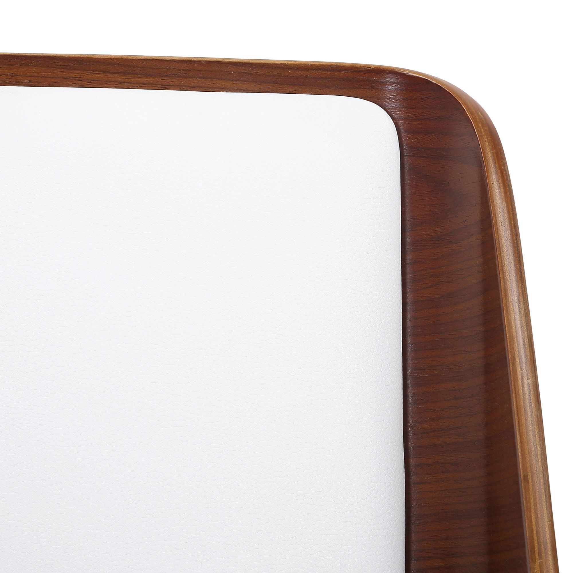 Hudson Dining Chair in White Faux Leather and Walnut Metal and Wood