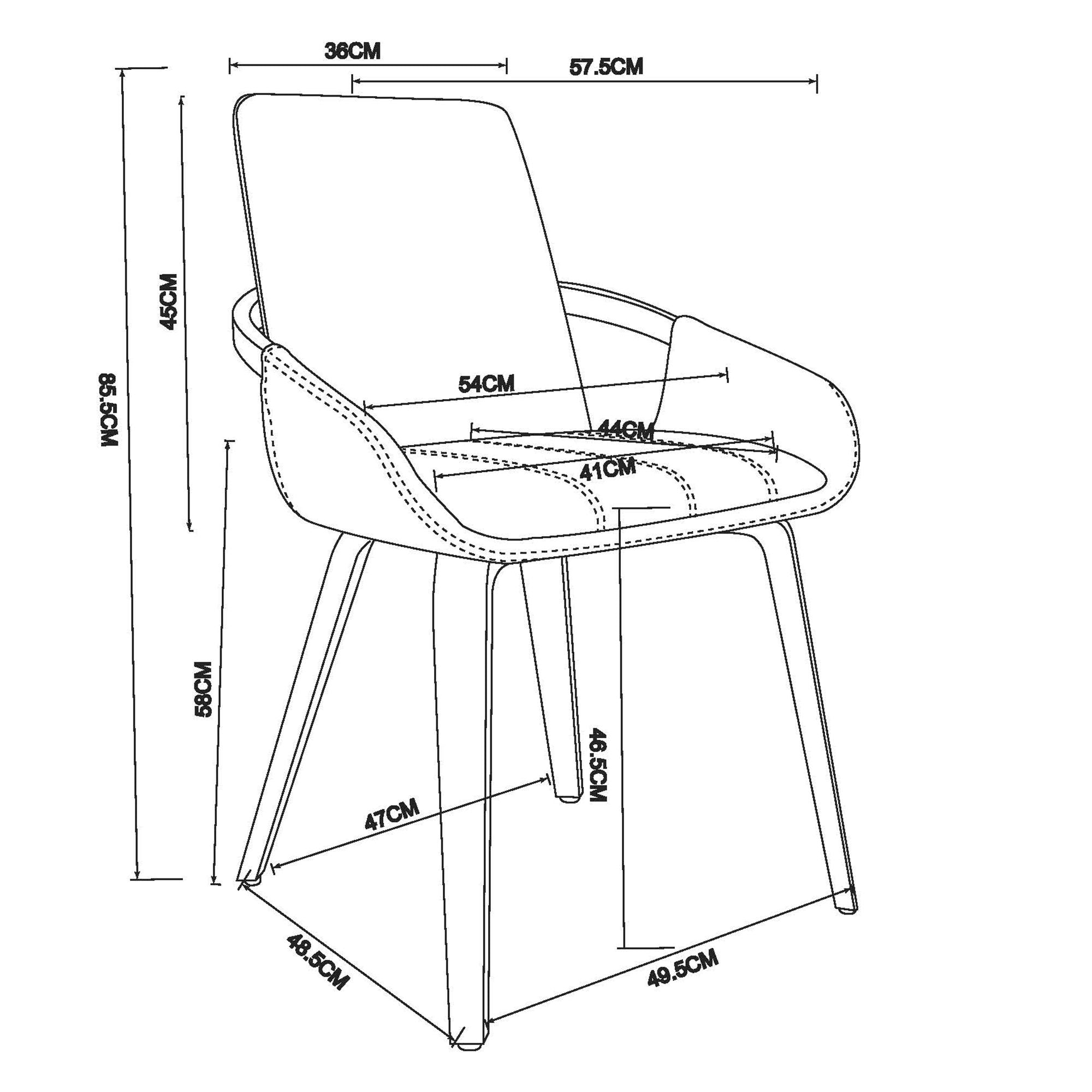 Caspian Dining Chair, set of 2 in Black and Dark Walnut