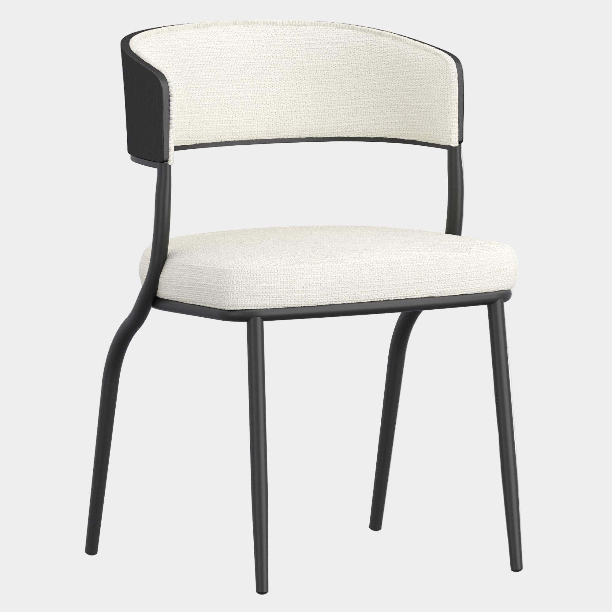 Kazan Dining Chair, Set of 2 in Ivory Performance Fabric & Black Metal