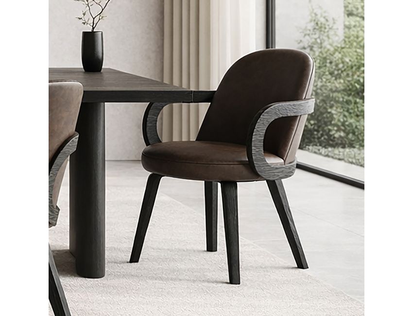 Celest Dining Chair - Set of 2 in Brown and Dark Walnut
