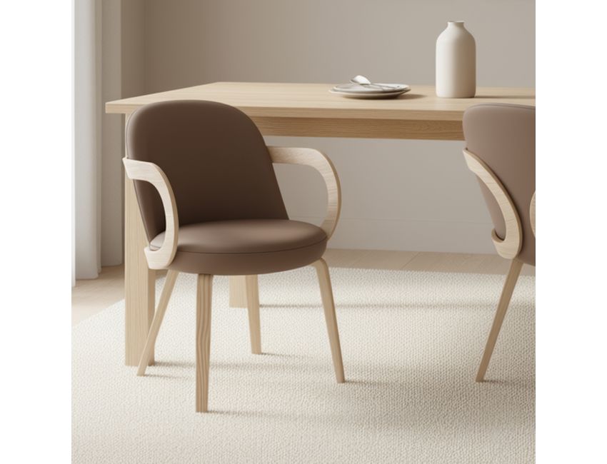 Celest Dining Chair - Set of 2 in Dark Taupe and Natural