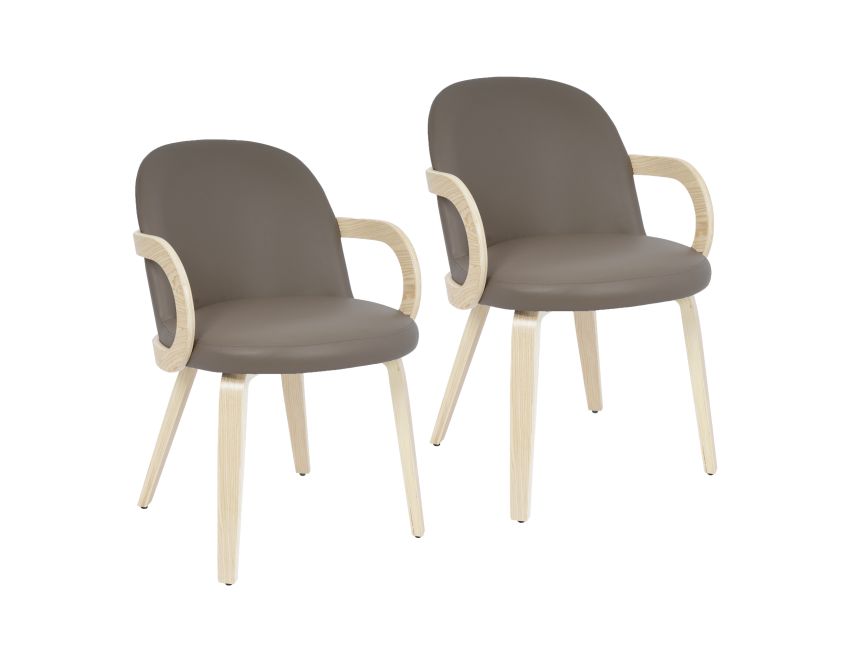 Celest Dining Chair - Set of 2 in Dark Taupe and Natural