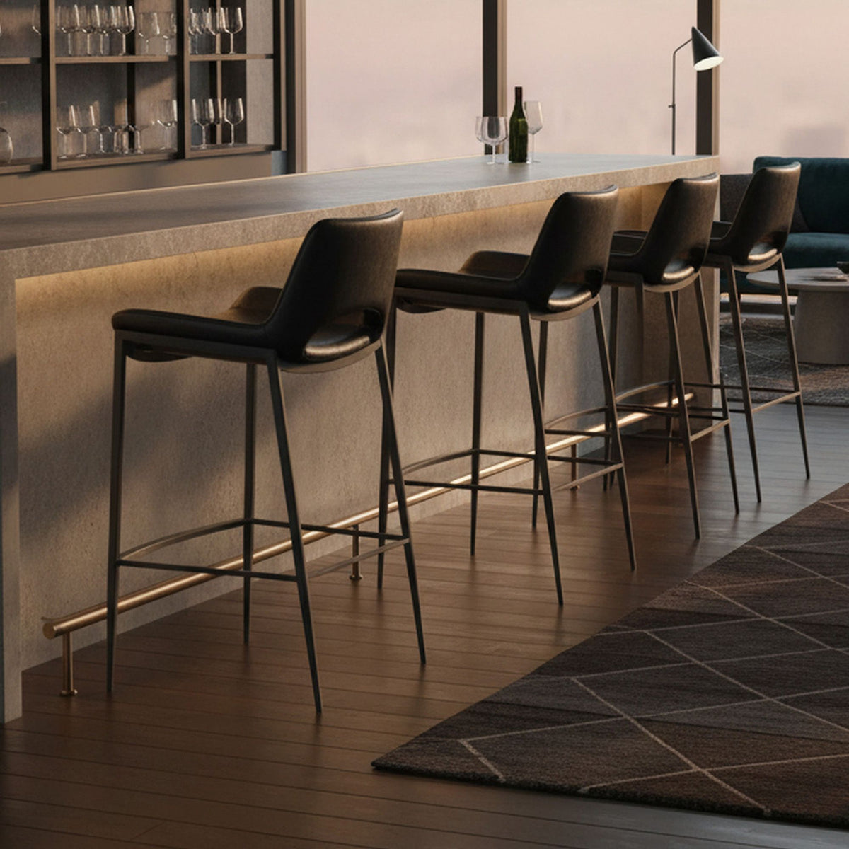 Icona Black Top Bar Stool