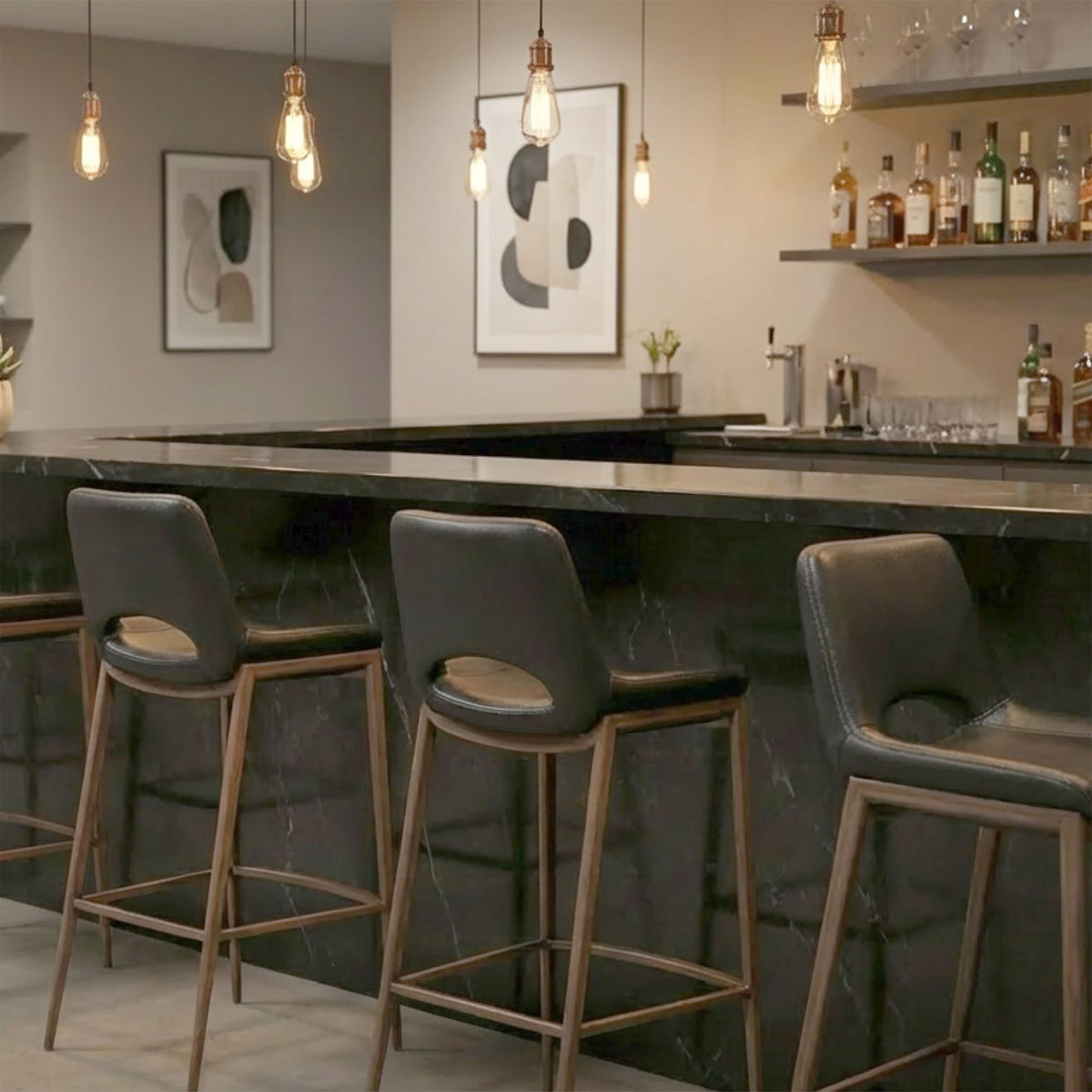 Icona Black Top Bar Stool