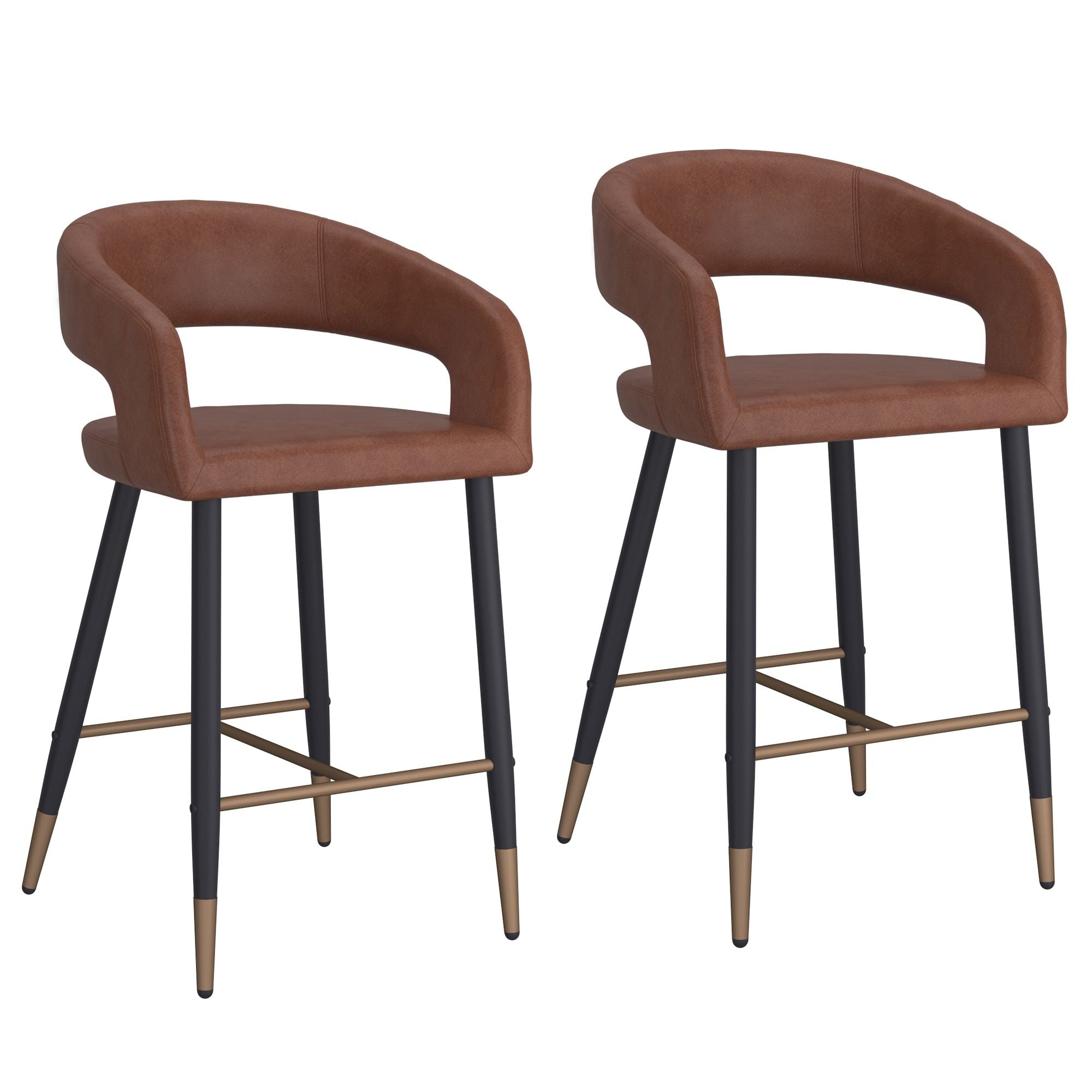 Crimson 26" Counter Stool, set of 2, in Saddle and Black
