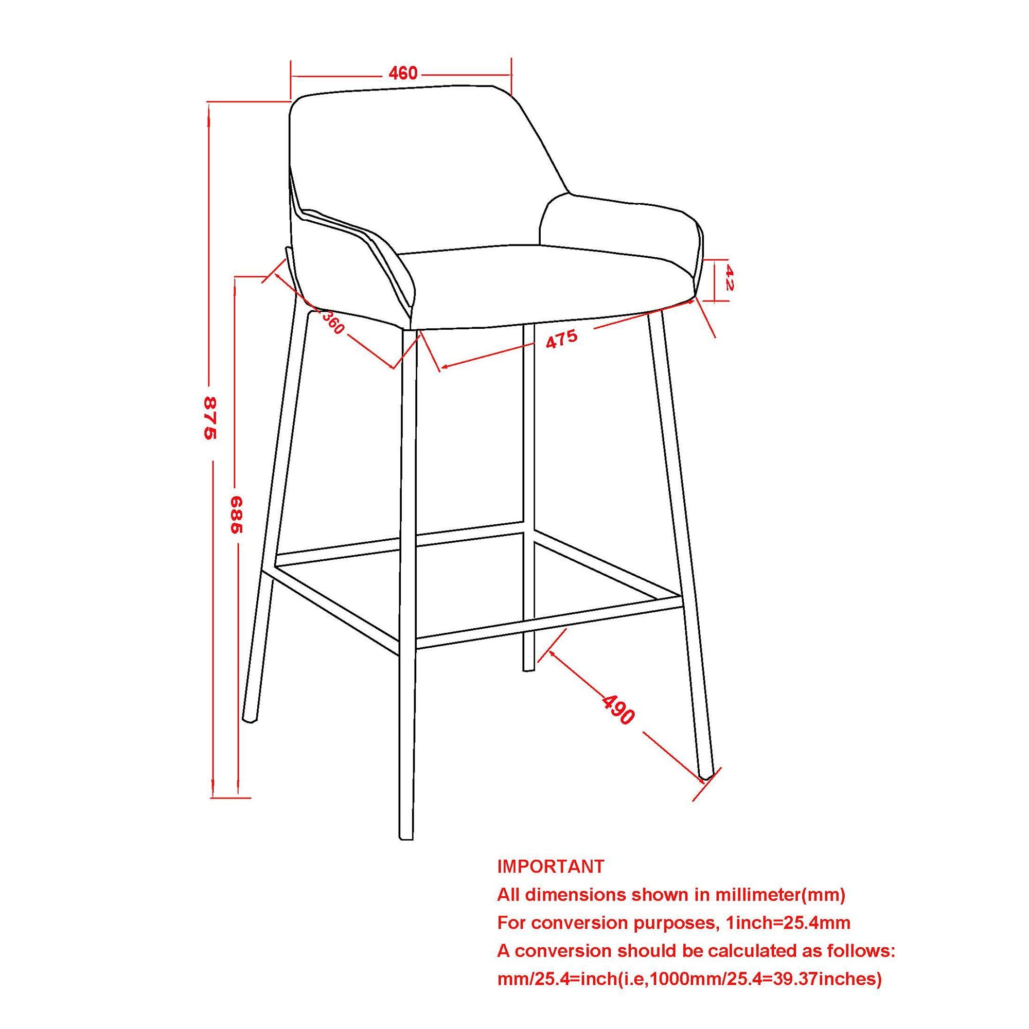 Baily 26" Counter Stool, set of 2, in Saddle and Black