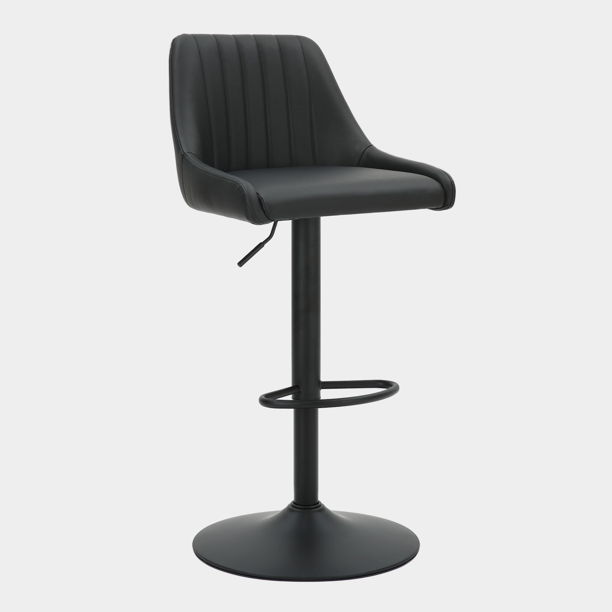 Kron Adjustable Height Air-Lift Swivel Stool, set of 2, in Black Faux Leather