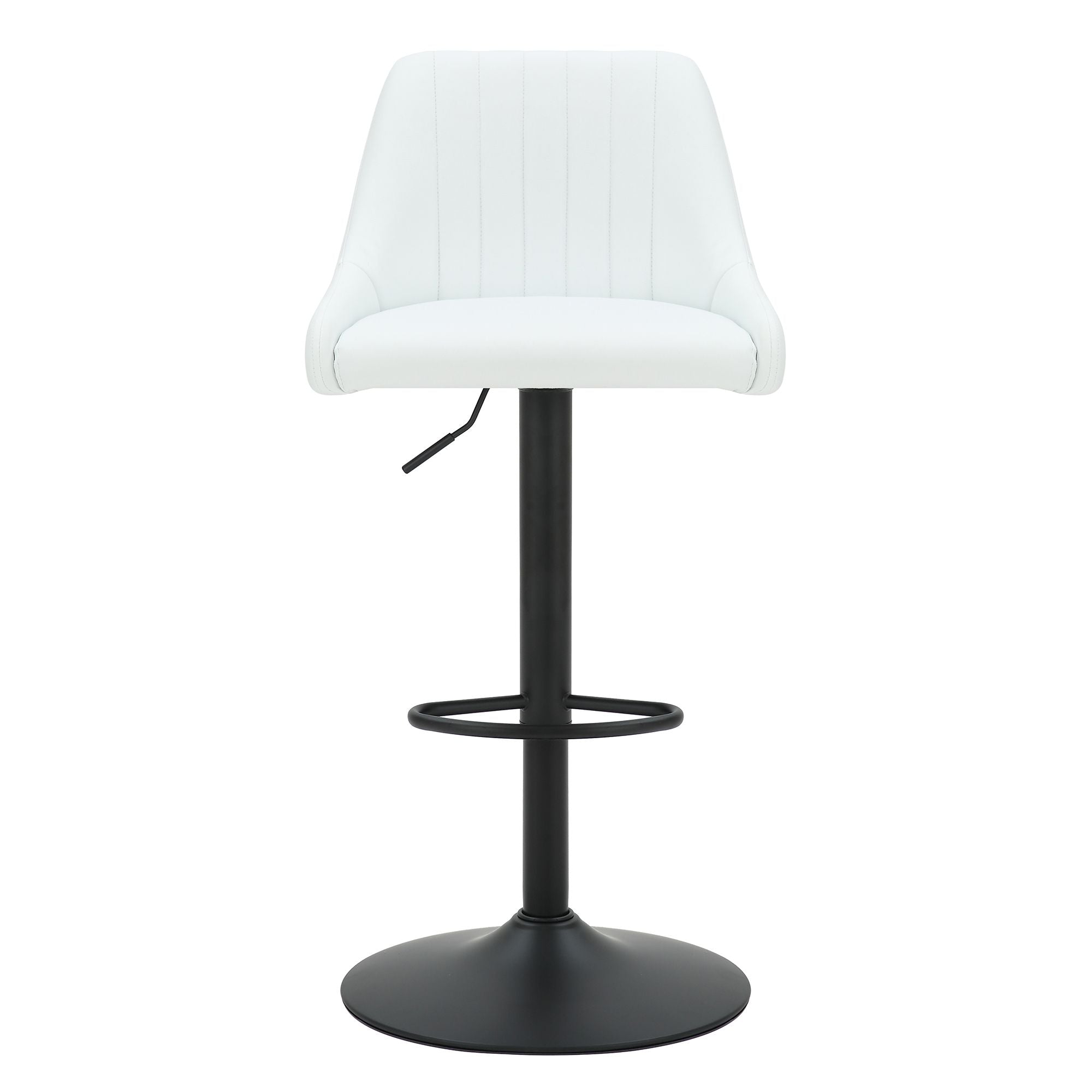 Kron Adjustable Height Air-Lift Swivel Stool, set of 2, in White Faux Leather