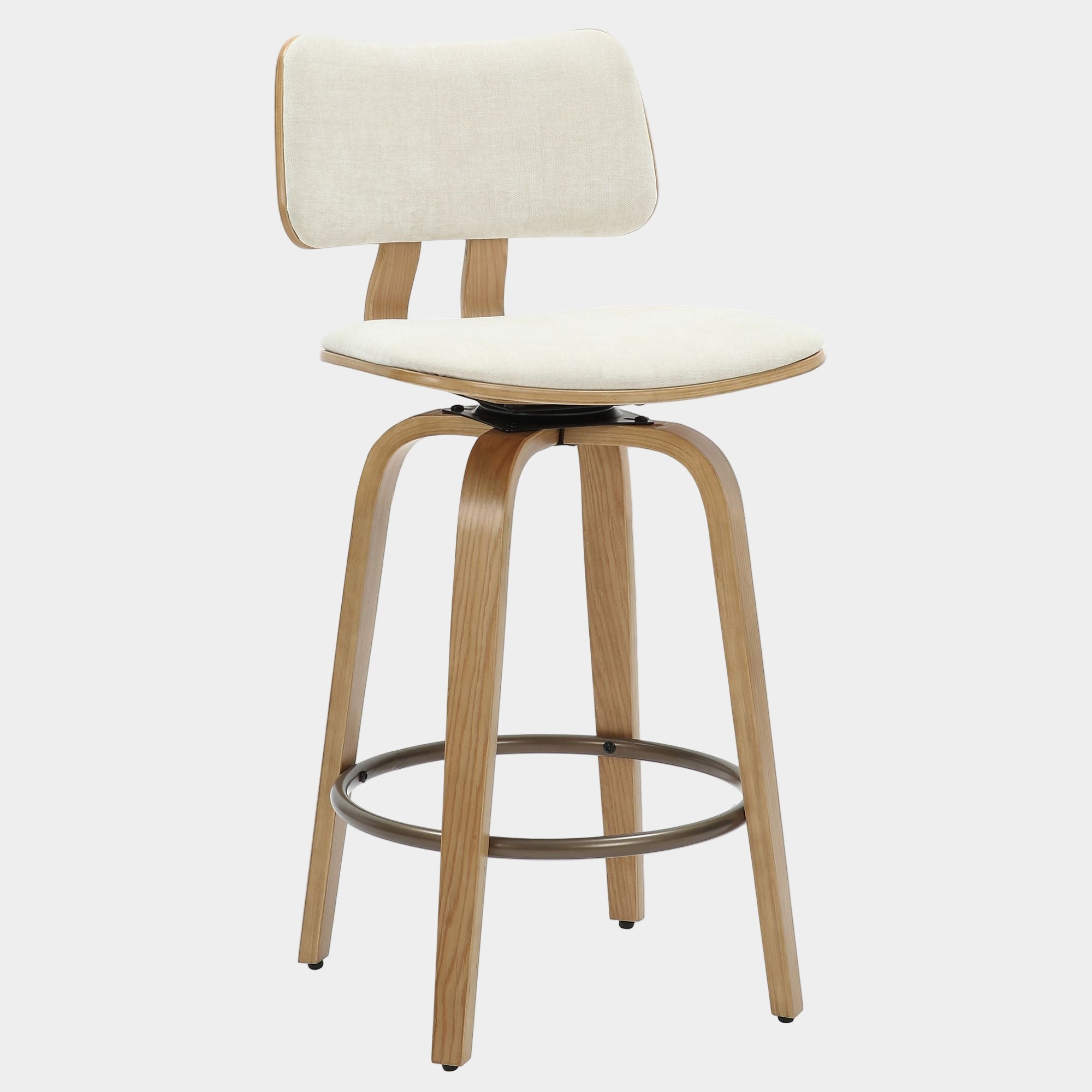 Zuni 26" Counter Stool with Swivel in Beige Fabric and Natural