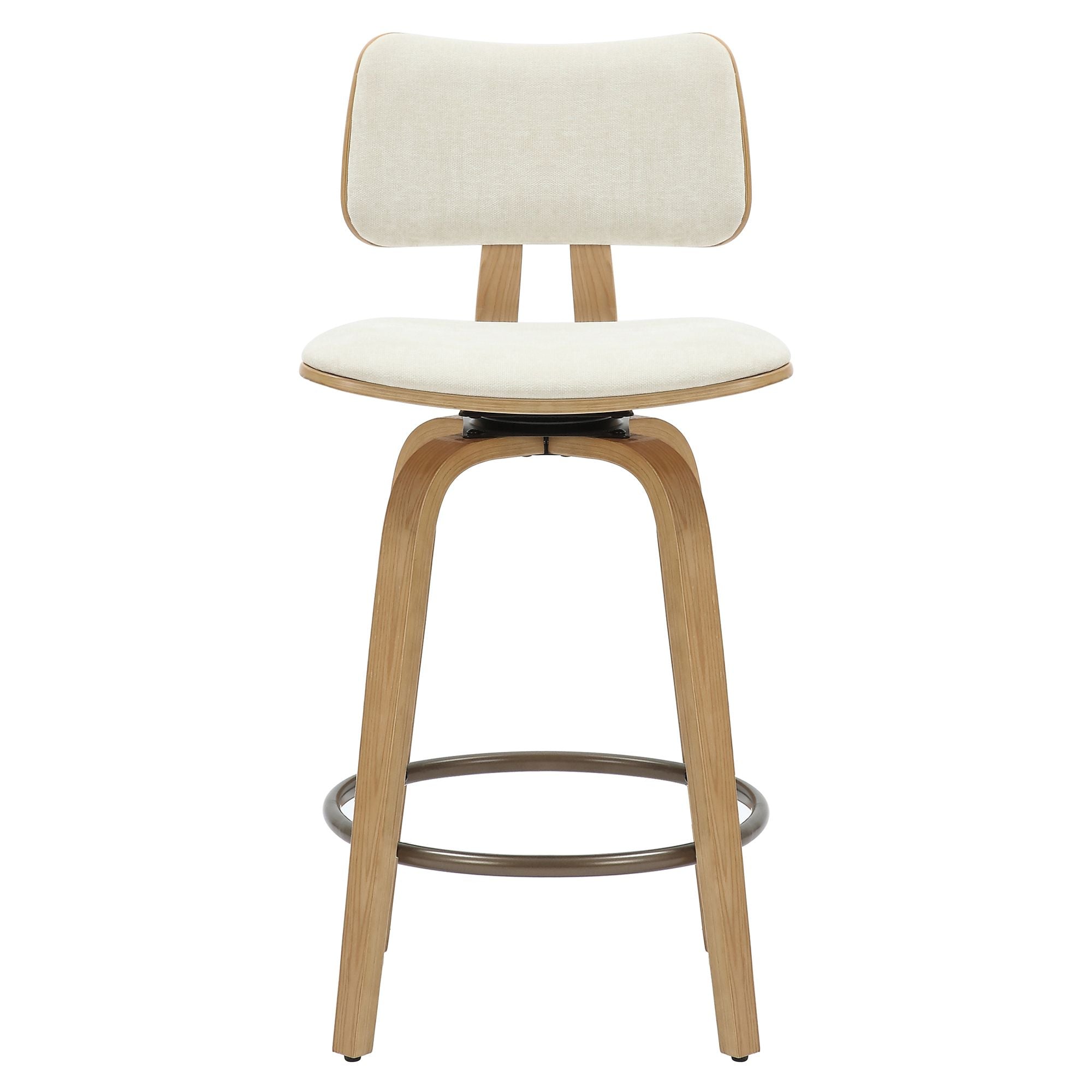 Zuni 26" Counter Stool with Swivel in Beige Fabric and Natural
