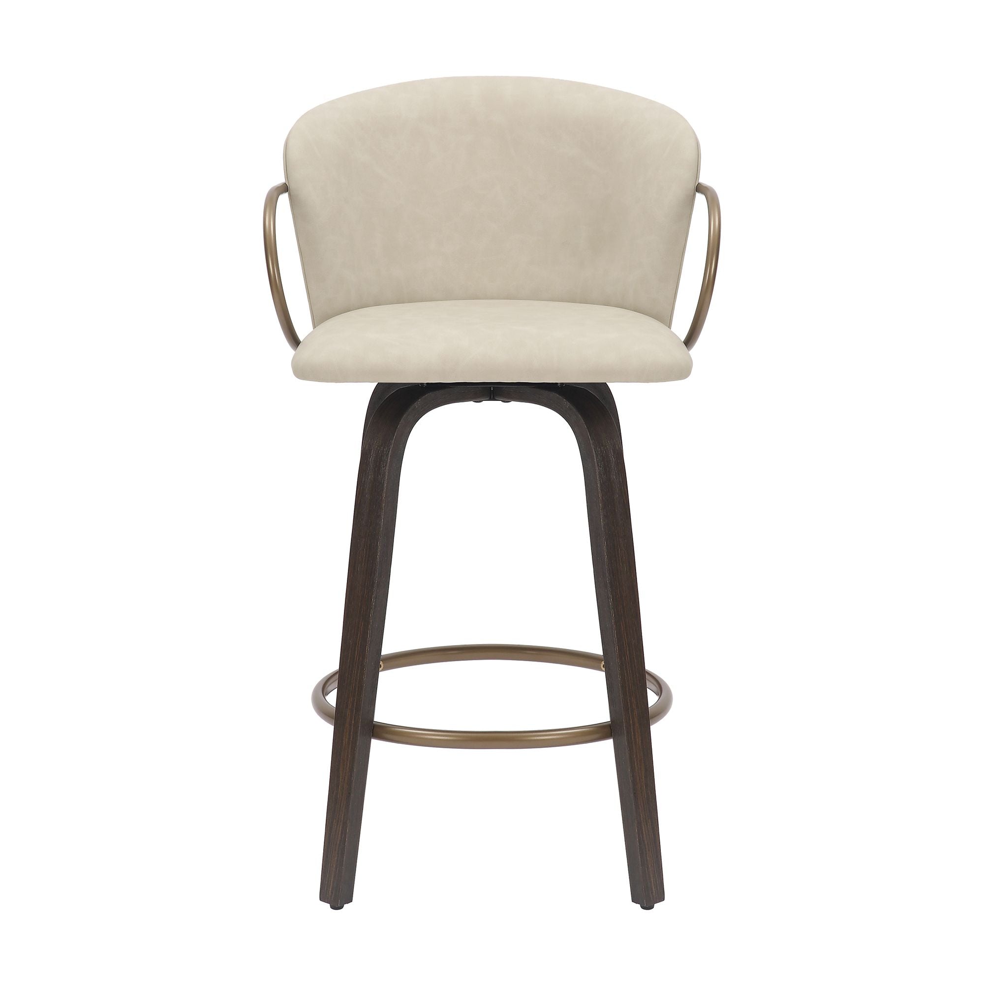 Lawson 26" Counter Stool, set of 2, with Swivel in Vintage Ivory, Brown and Aged Gold