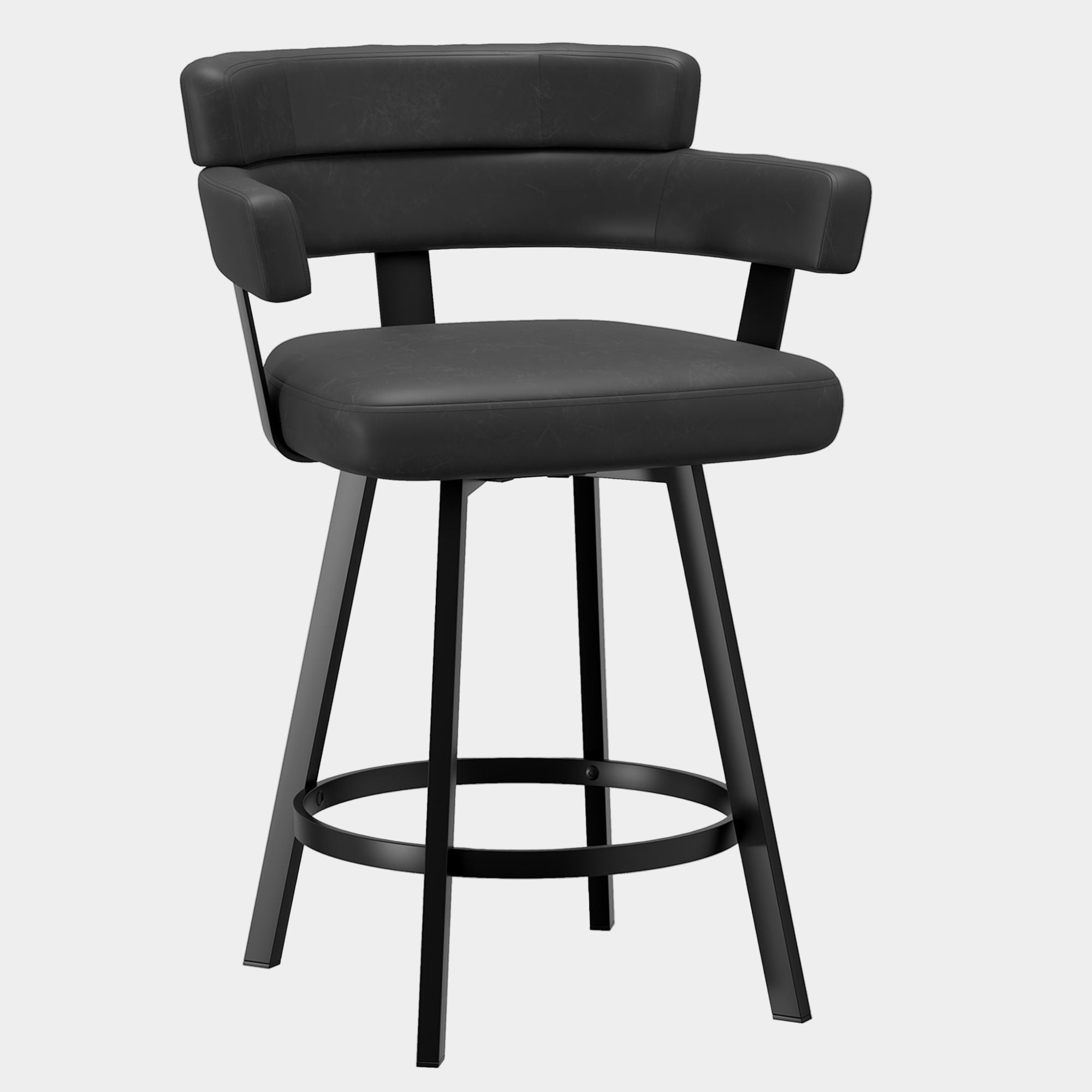 Oberon 26" Counter Stool with Swivel, set of 2 in Charcoal and Black