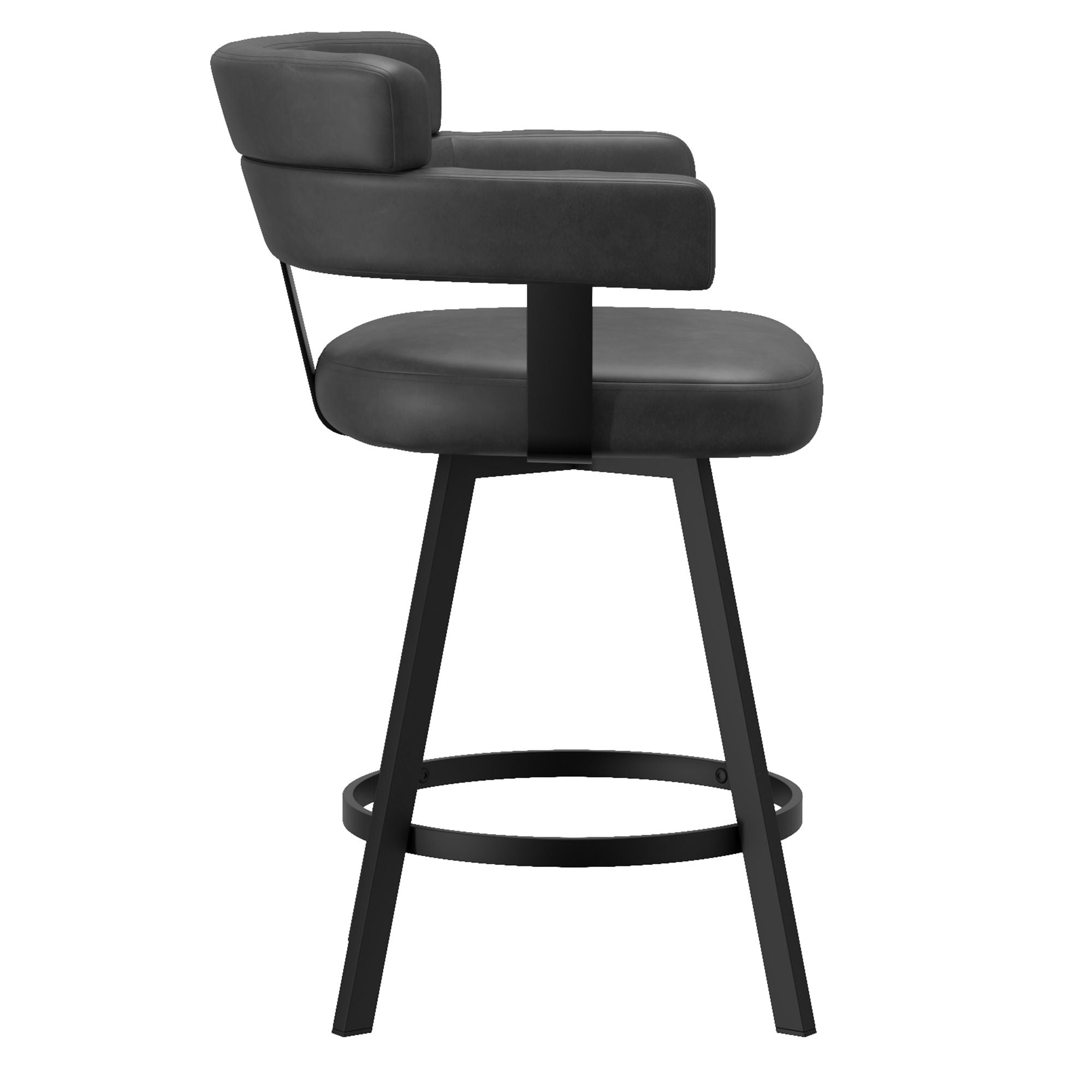 Oberon 26" Counter Stool with Swivel, set of 2 in Charcoal and Black