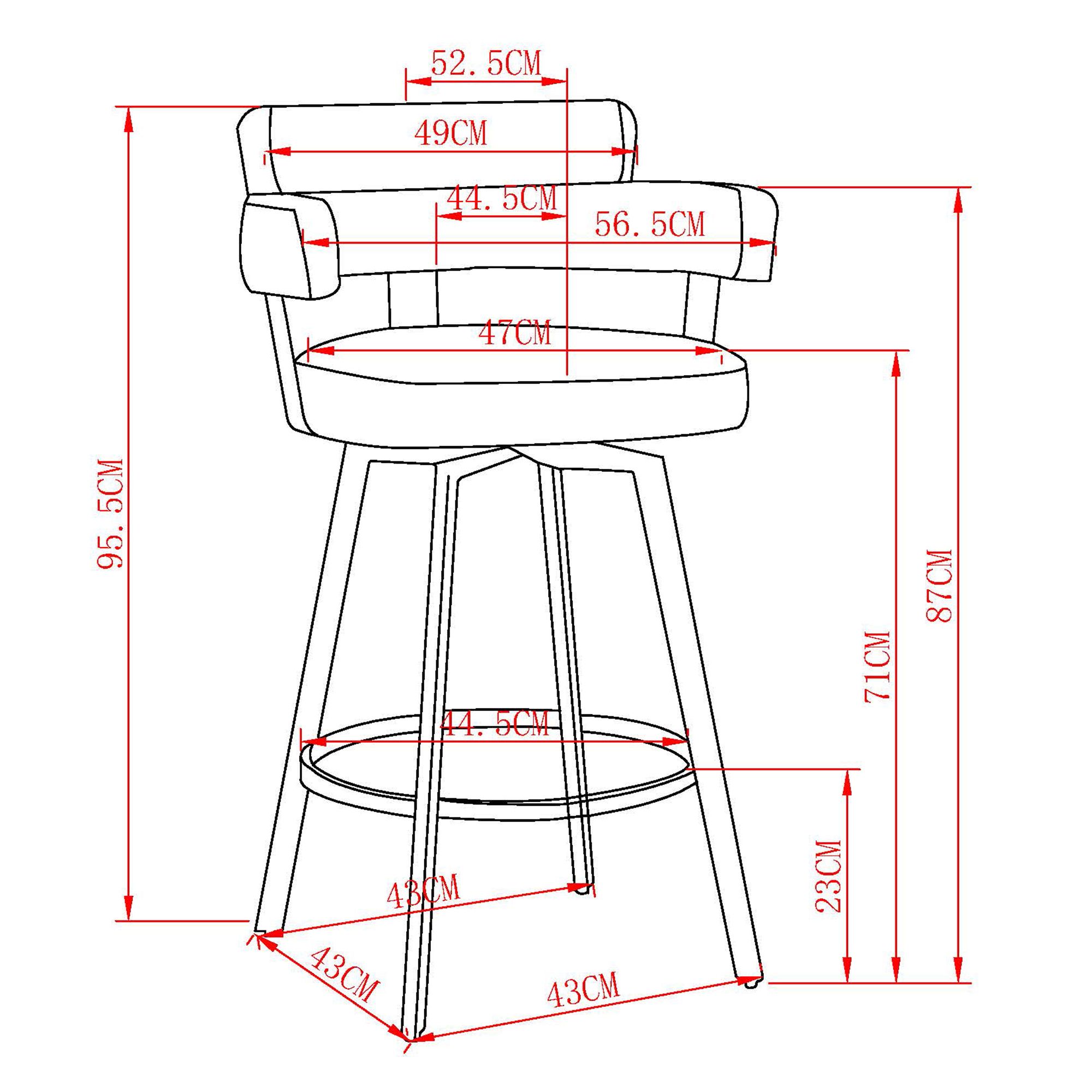 Oberon 26" Counter Stool with Swivel, set of 2 in Charcoal and Black