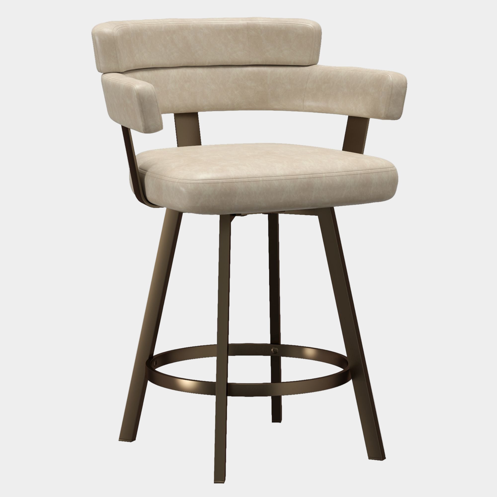 Oberon 26" Counter Stool with Swivel, set of 2 in Vintage Ivory and Aged Gold