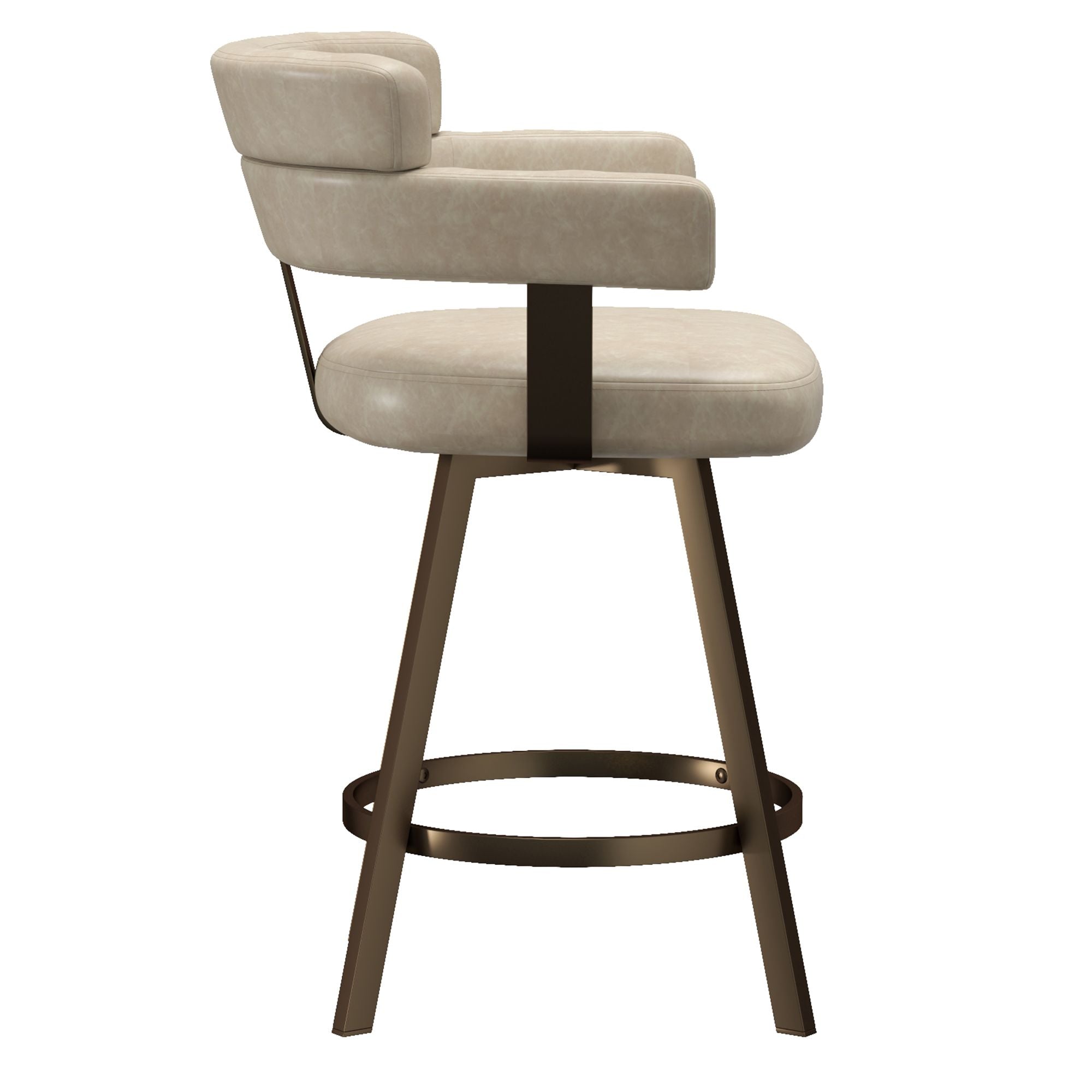 Oberon 26" Counter Stool with Swivel, set of 2 in Vintage Ivory and Aged Gold