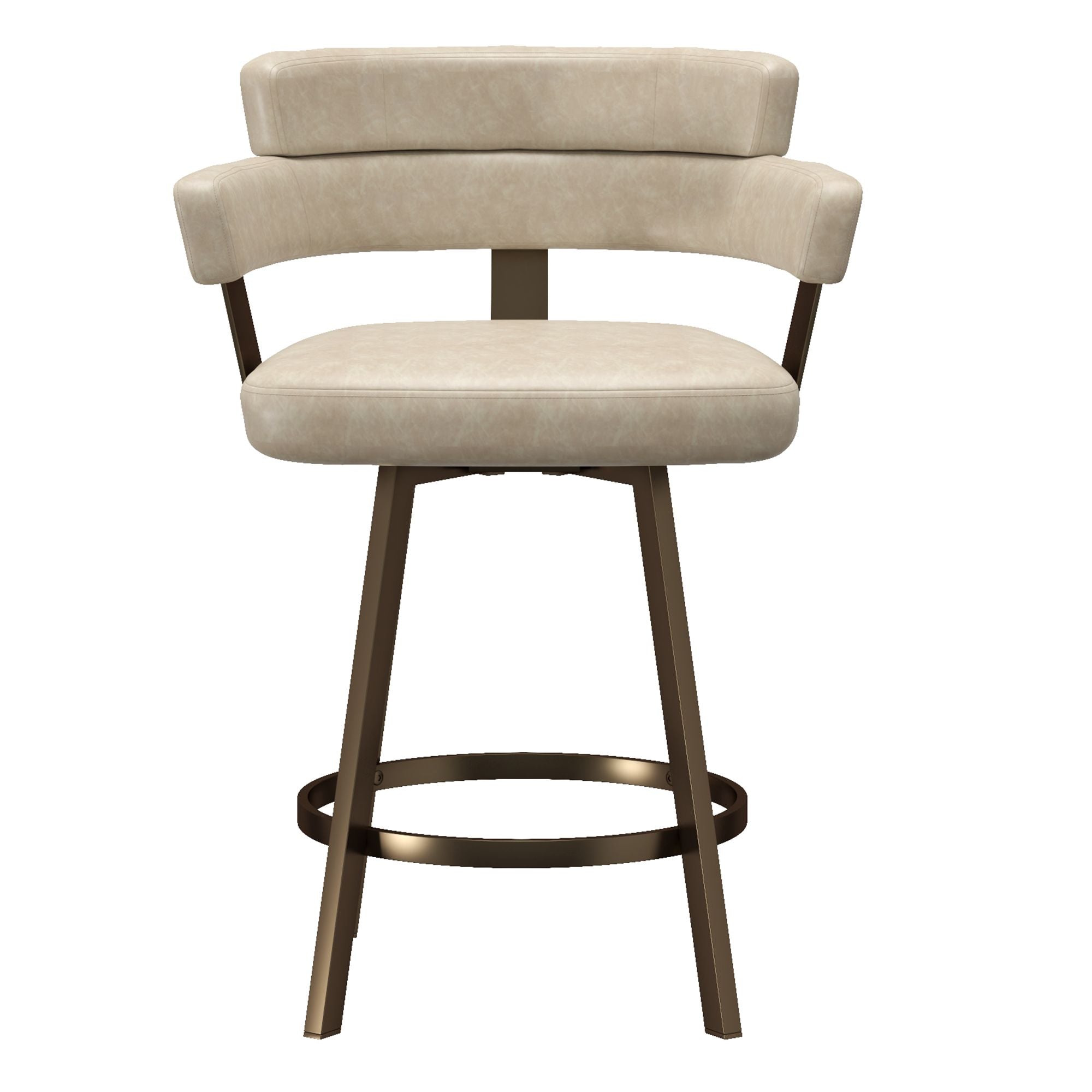 Oberon 26" Counter Stool with Swivel, set of 2 in Vintage Ivory and Aged Gold