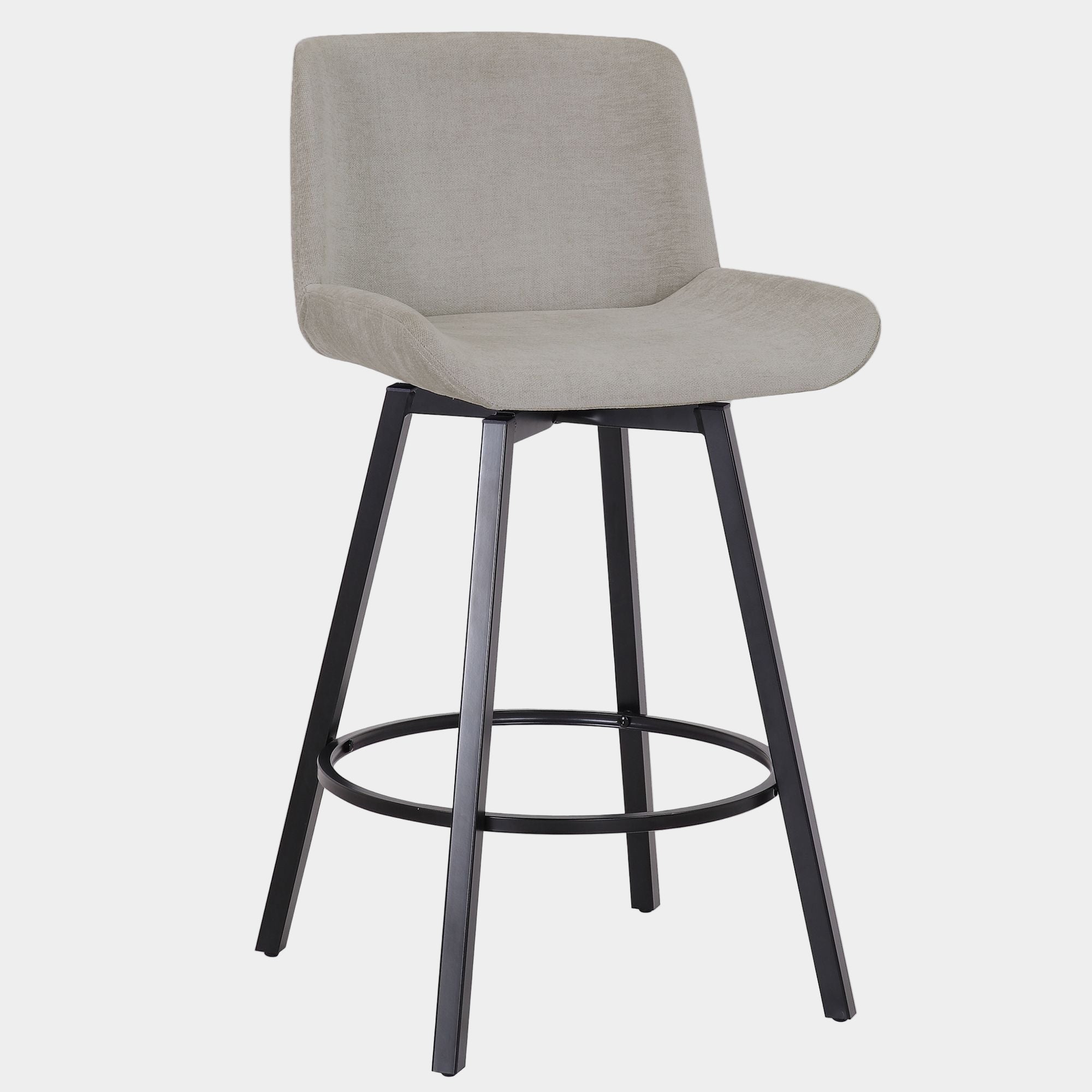 Fern 26" Counter Stool, set of 2, with Swivel in Grey Fabric and Black