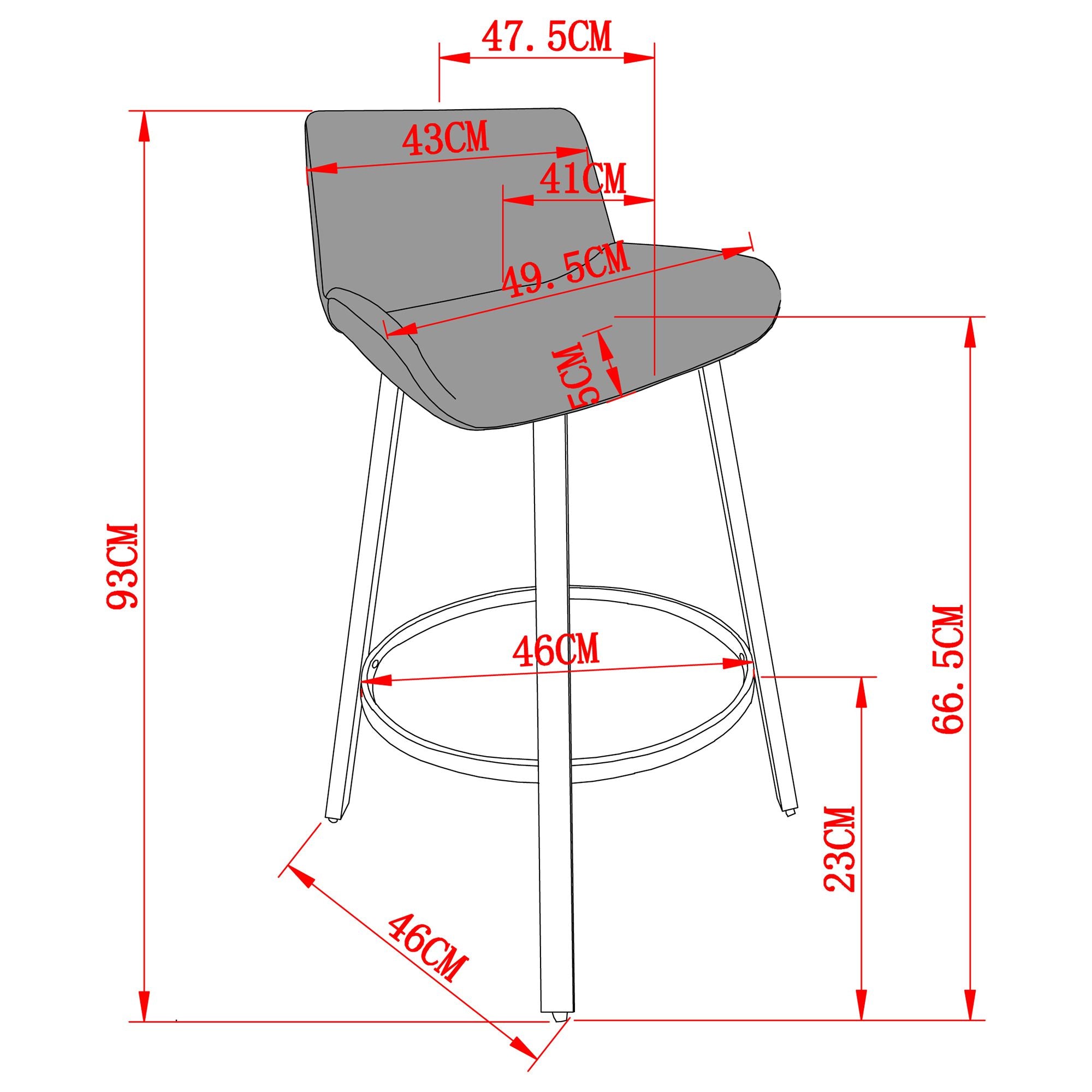 Fern 26" Counter Stool, set of 2, with Swivel in Vintage Charcoal Faux Leather and Black